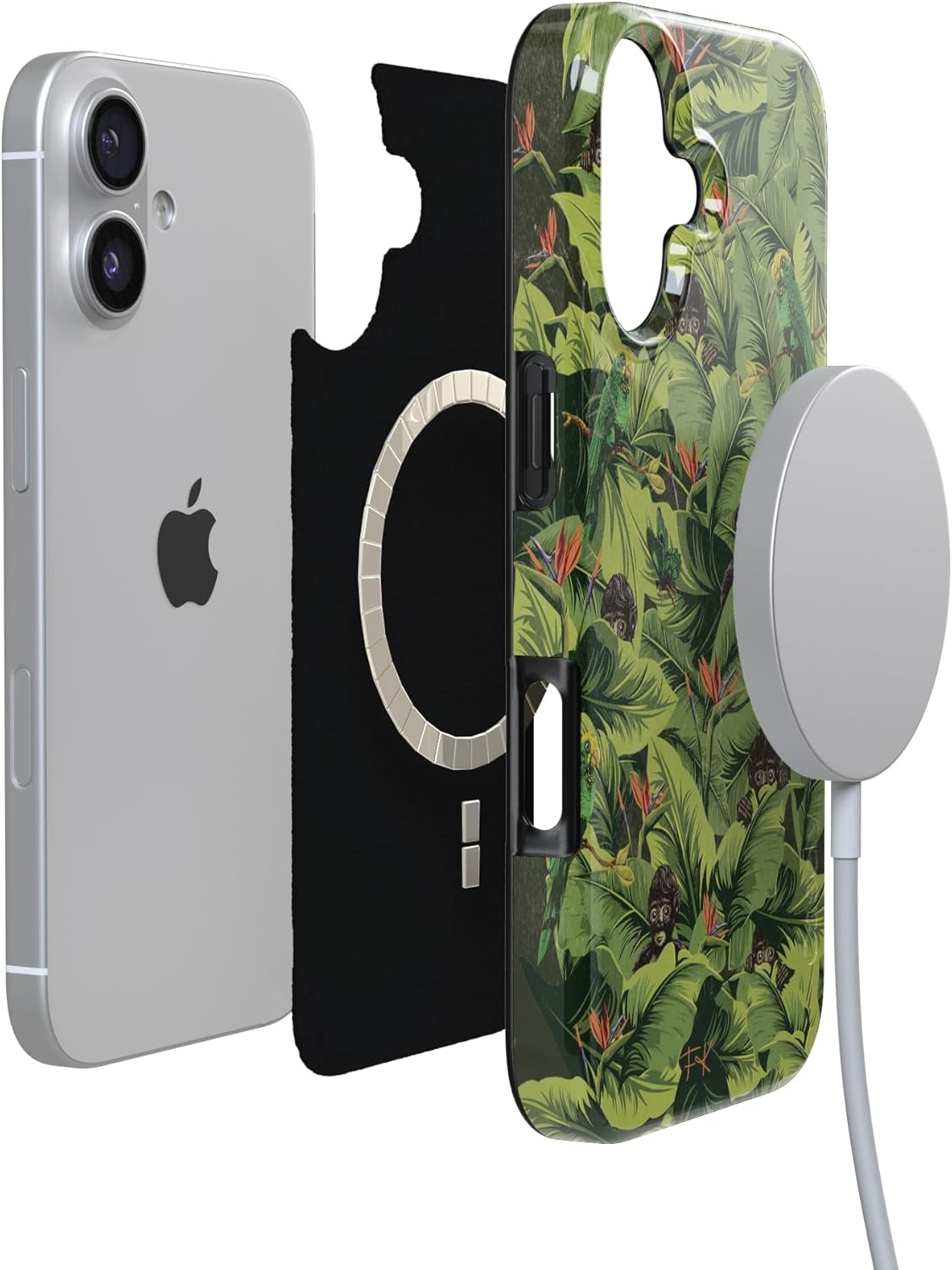 image:imageCasely iPhone 17 Case Scribble Me that Crayola Rainbow Pencil Compatible with MagSafe Classic Ultra Thin DesignSneaky Monkeys Frida Kahlo Jungle Floral