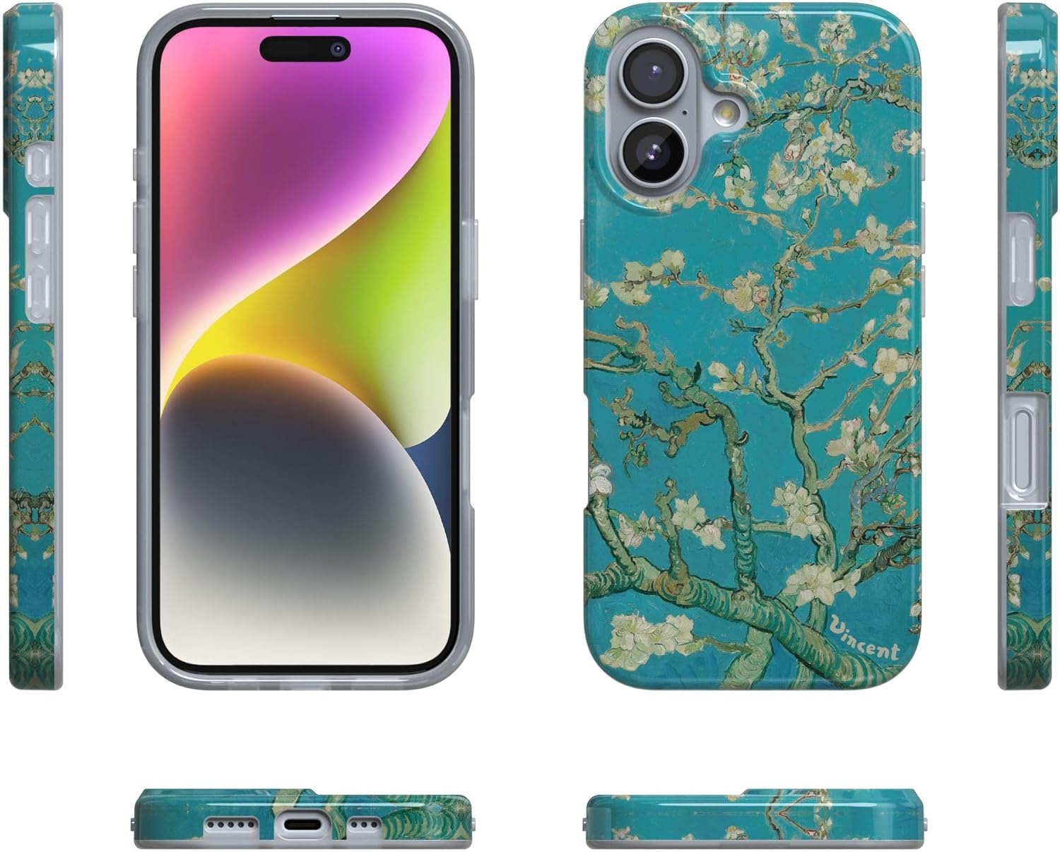 image:imageCasely iPhone 17 Case Scribble Me that Crayola Rainbow Pencil Compatible with MagSafe Classic Ultra Thin DesignVan Gogh Almond Blossom Floral