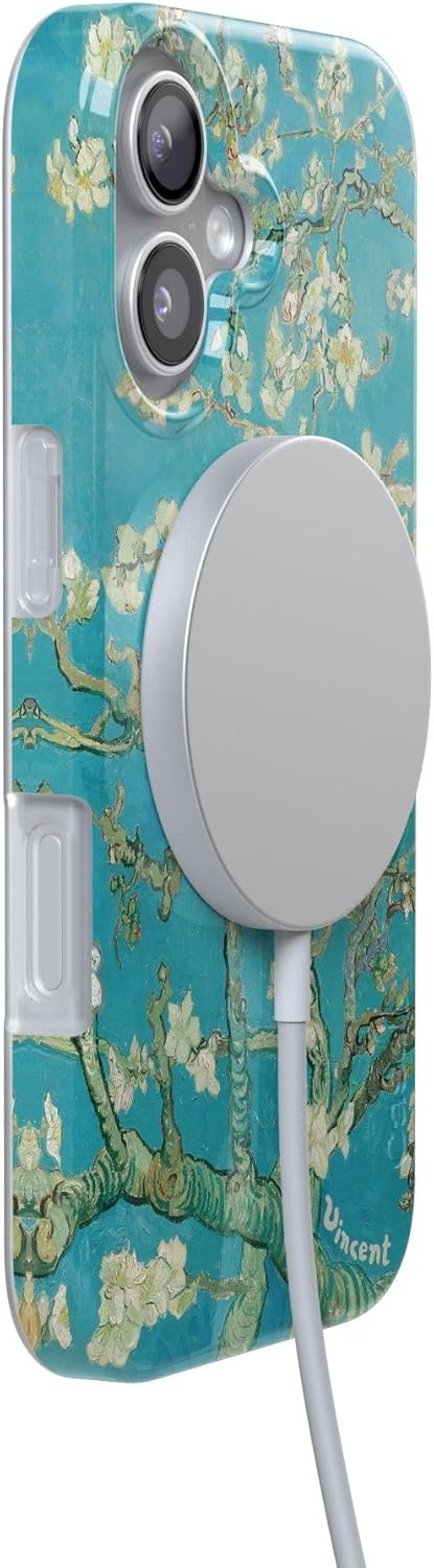 image:imageCasely iPhone 17 Case Scribble Me that Crayola Rainbow Pencil Compatible with MagSafe Classic Ultra Thin DesignVan Gogh Almond Blossom Floral