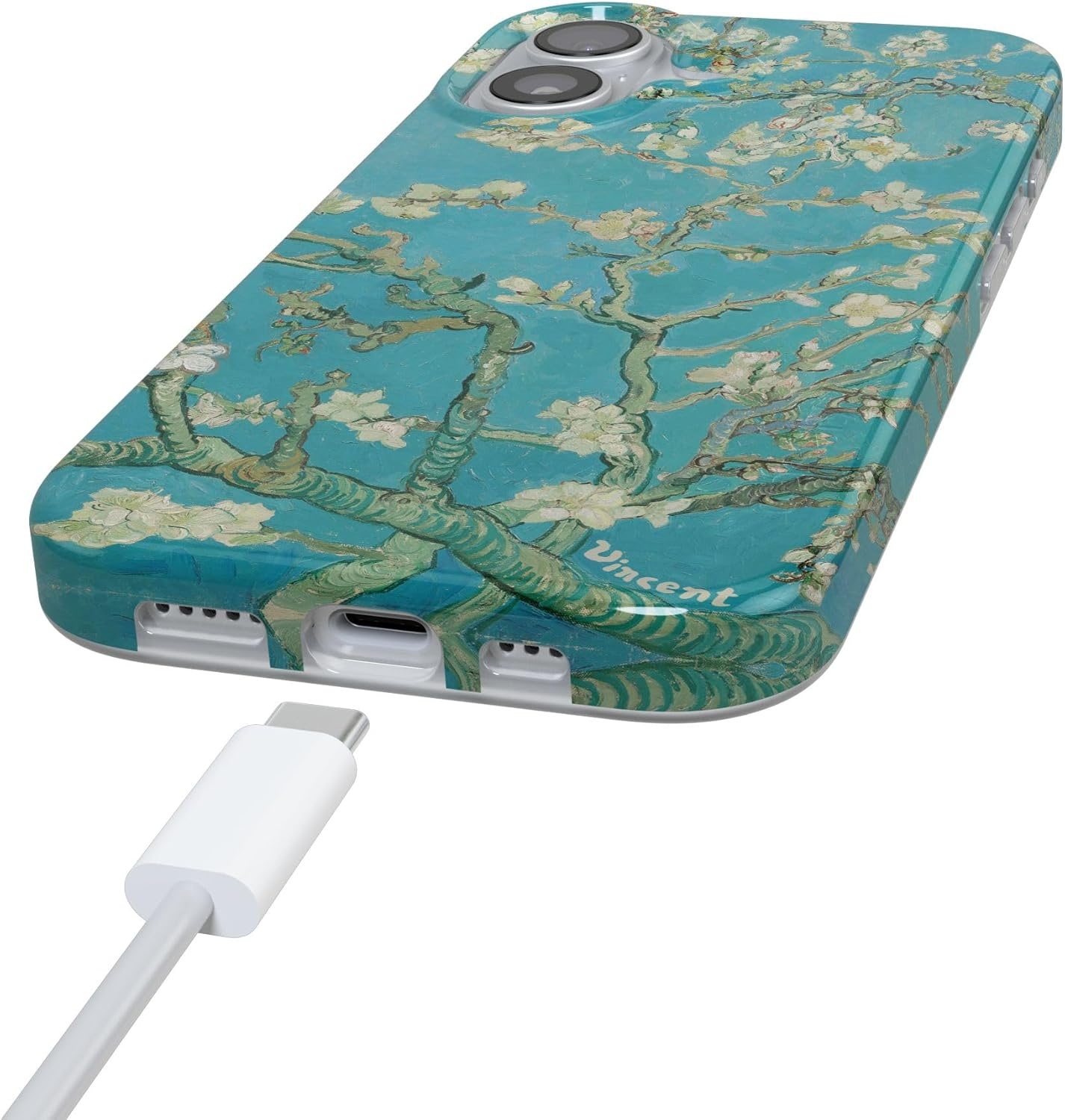 image:imageCasely iPhone 17 Case Scribble Me that Crayola Rainbow Pencil Compatible with MagSafe Classic Ultra Thin DesignVan Gogh Almond Blossom Floral