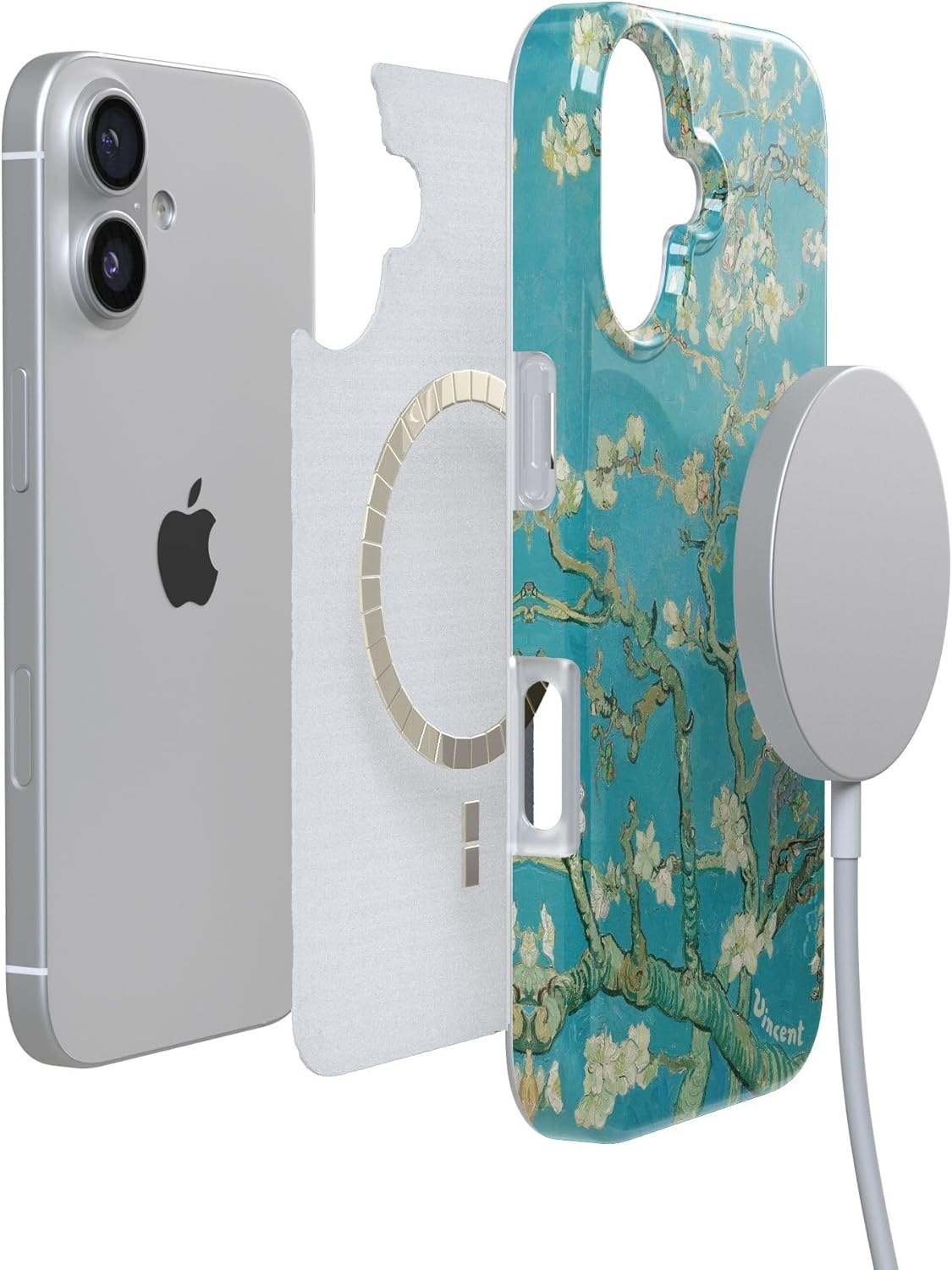image:imageCasely iPhone 17 Case Scribble Me that Crayola Rainbow Pencil Compatible with MagSafe Classic Ultra Thin DesignVan Gogh Almond Blossom Floral