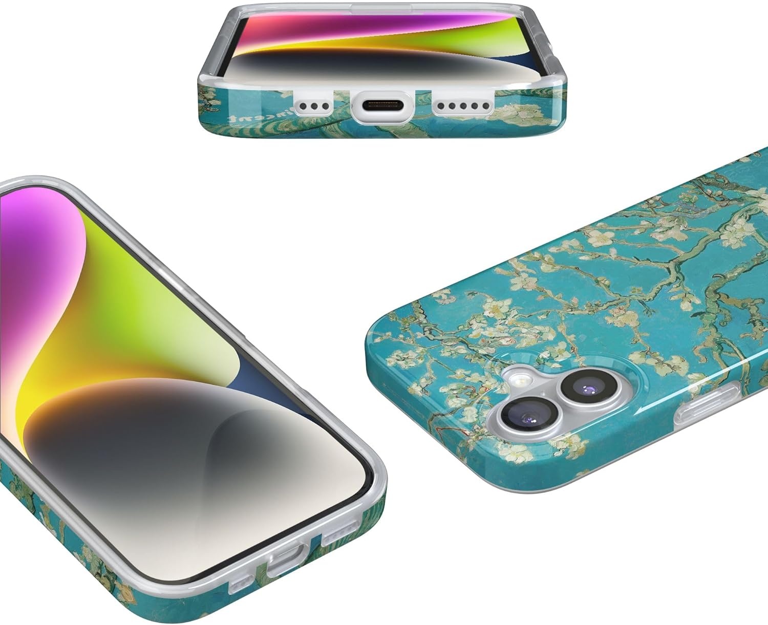 image:imageCasely iPhone 17 Case Scribble Me that Crayola Rainbow Pencil Compatible with MagSafe Classic Ultra Thin DesignVan Gogh Almond Blossom Floral