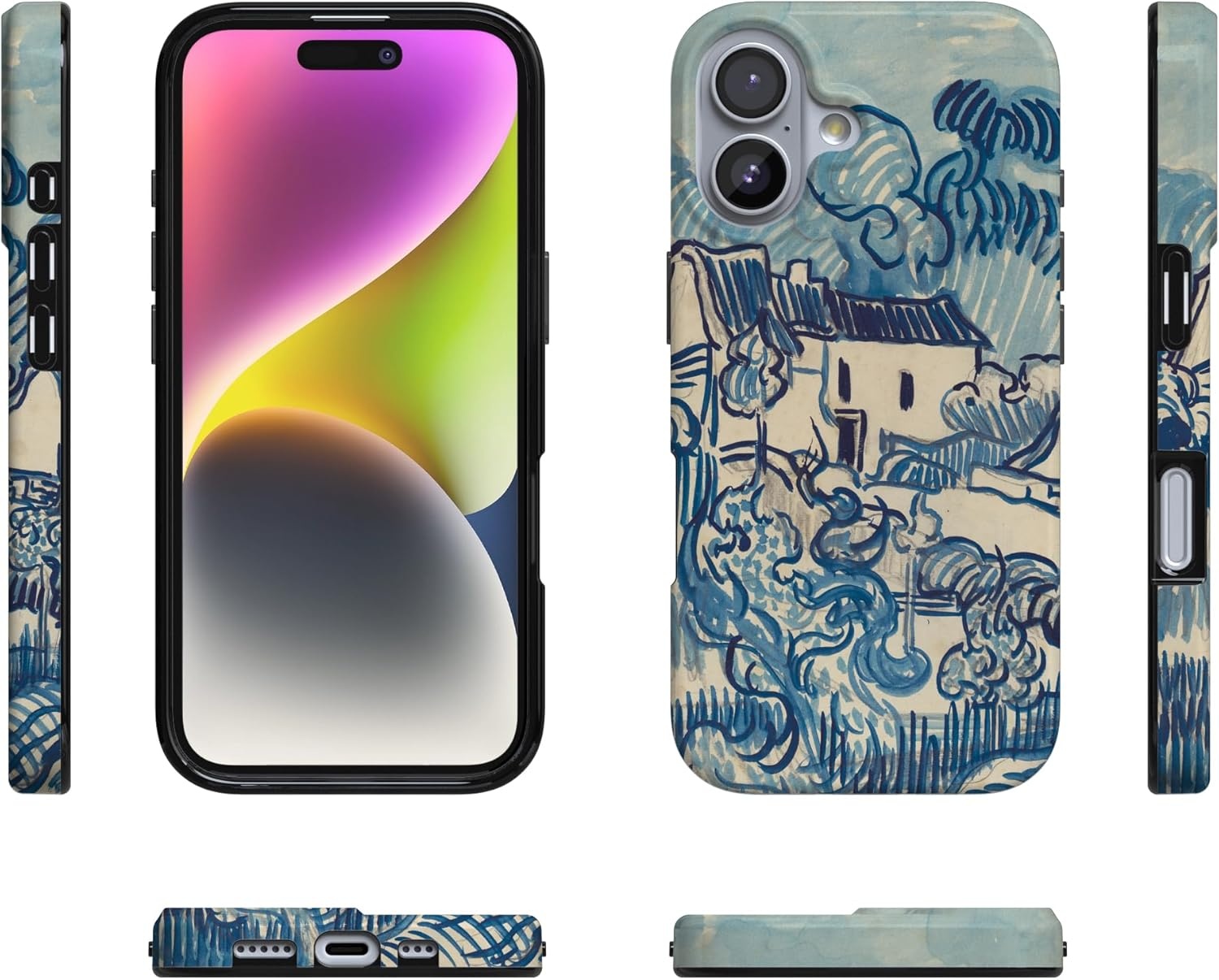 image:imageCasely iPhone 17 Case Scribble Me that Crayola Rainbow Pencil Compatible with MagSafe Classic Ultra Thin DesignVan Gogh Landscape With Houses