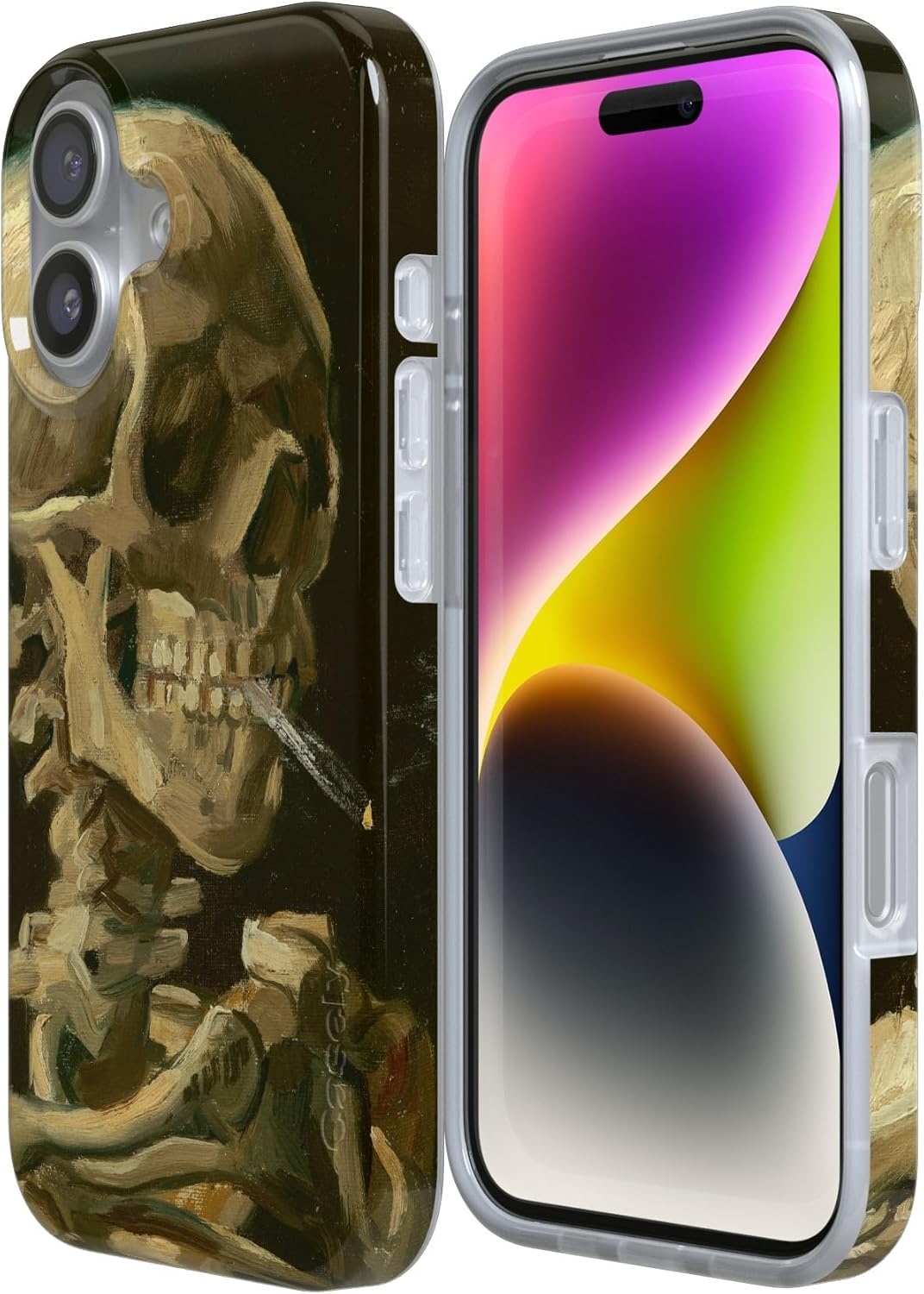 image:imageCasely iPhone 17 Case Scribble Me that Crayola Rainbow Pencil Compatible with MagSafe Classic Ultra Thin DesignVan Gogh Skull of a Skeleton with Burning Cig