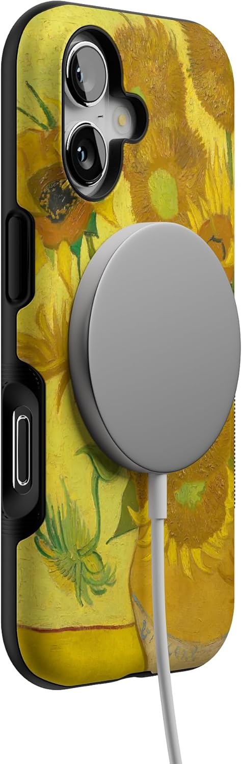 image:imageCasely iPhone 17 Case Scribble Me that Crayola Rainbow Pencil Compatible with MagSafe Classic Ultra Thin DesignVan Gogh Museum Sunflowers Floral