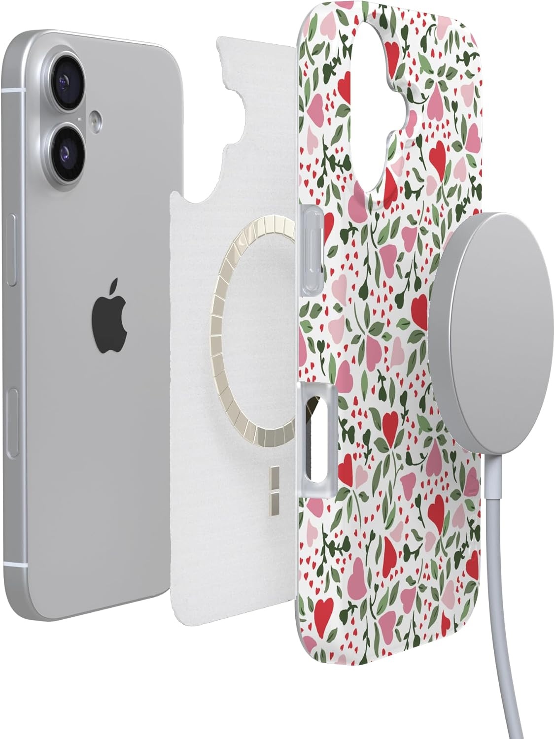 image:imageCasely iPhone 17 Case Scribble Me that Crayola Rainbow Pencil Compatible with MagSafe Classic Ultra Thin DesignVines of Love Floral Heart
