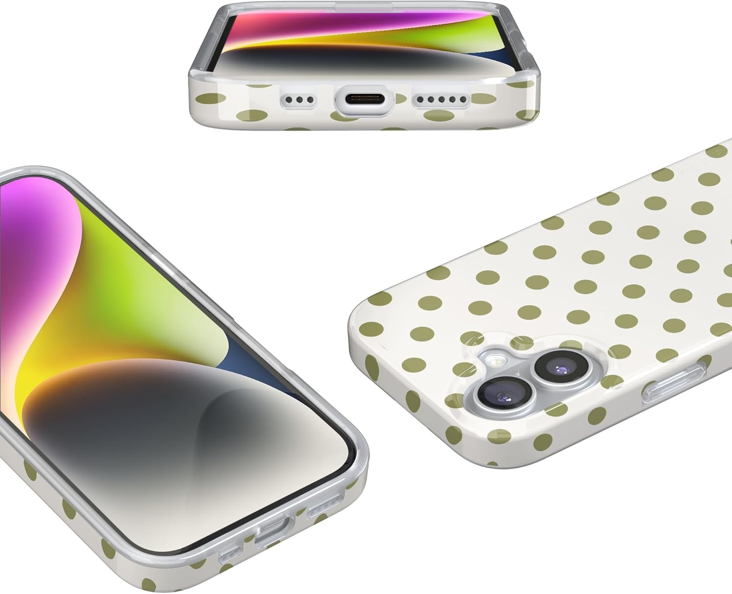 image:imageCasely iPhone 17 Case Spotted in SoHo Green Polka Dot Compatible with MagSafe Classic Ultra Thin Design