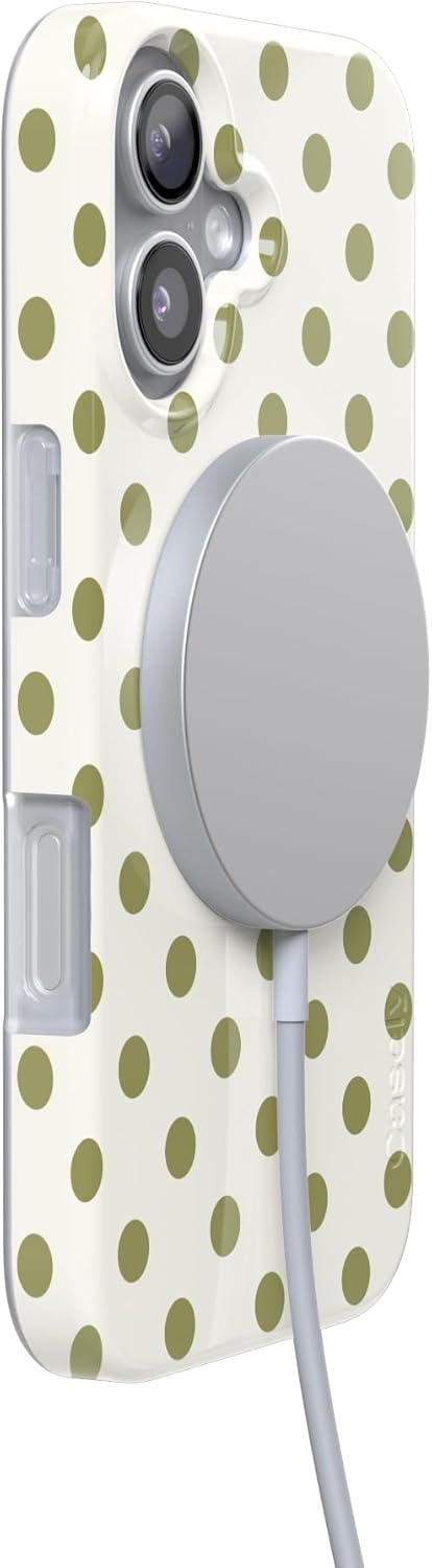 image:imageCasely iPhone 17 Case Spotted in SoHo Green Polka Dot Compatible with MagSafe Classic Ultra Thin Design