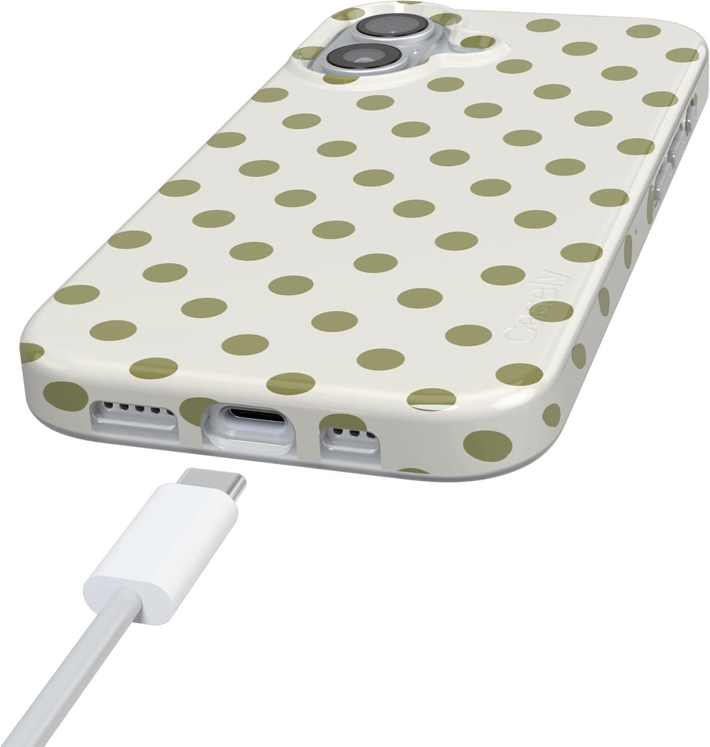 image:imageCasely iPhone 17 Case Spotted in SoHo Green Polka Dot Compatible with MagSafe Classic Ultra Thin Design