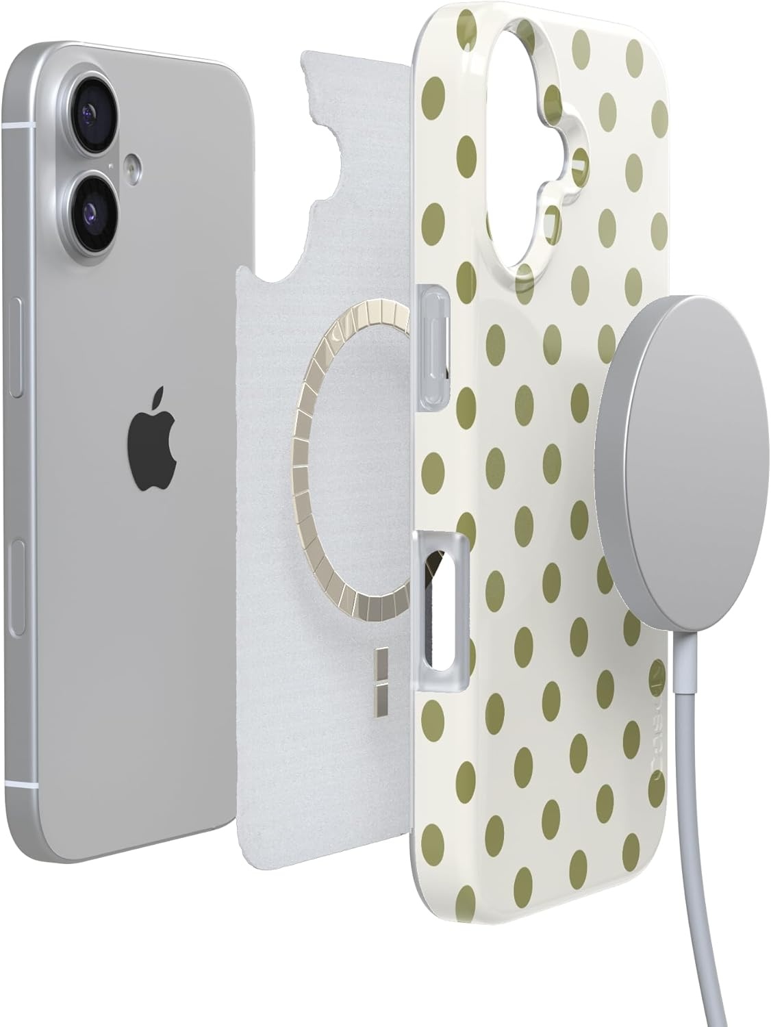image:imageCasely iPhone 17 Case Spotted in SoHo Green Polka Dot Compatible with MagSafe Classic Ultra Thin Design