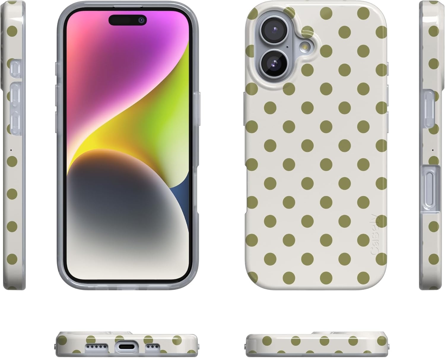 image:imageCasely iPhone 17 Case Spotted in SoHo Green Polka Dot Compatible with MagSafe Classic Ultra Thin Design