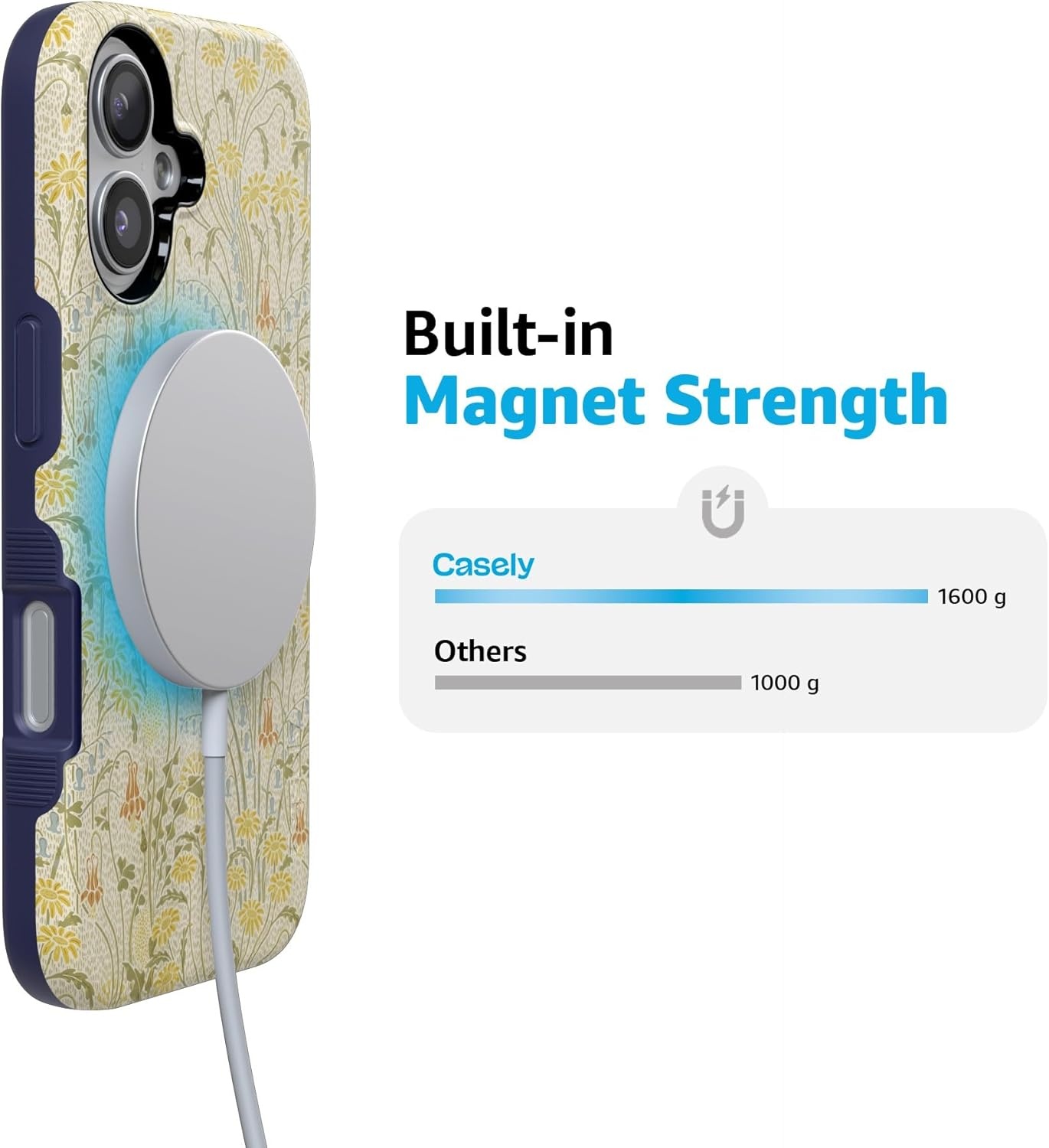 image:imageCasely iPhone 17 Case Starfish Wishes Coral Pink Shimmer Bold Protective Design MagSafe Compatible DesignBoho Blooms Golden Floral