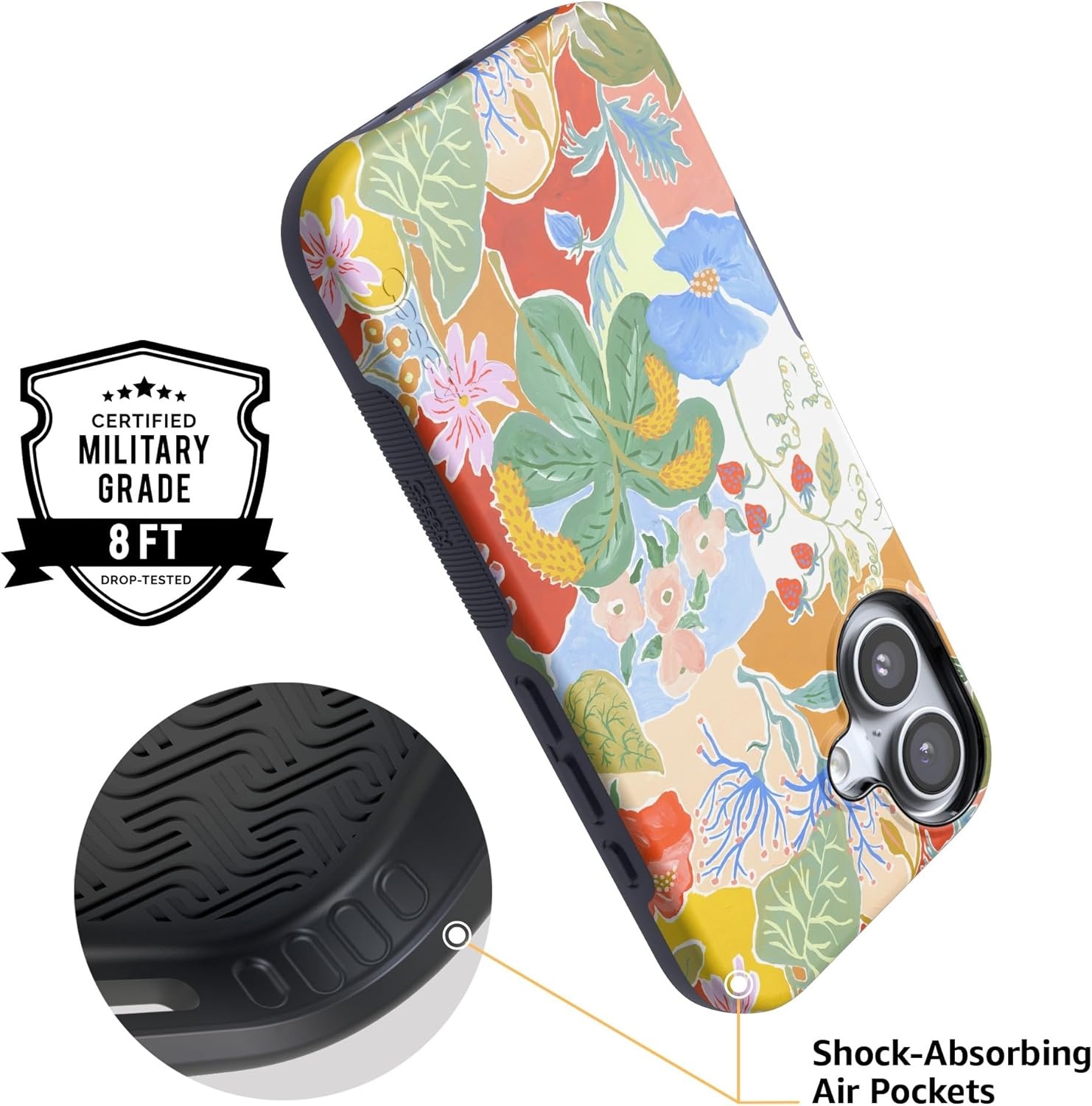 image:imageCasely iPhone 17 Case Starfish Wishes Coral Pink Shimmer Bold Protective Design MagSafe Compatible DesignBotanical Blooms Floral Patchwork