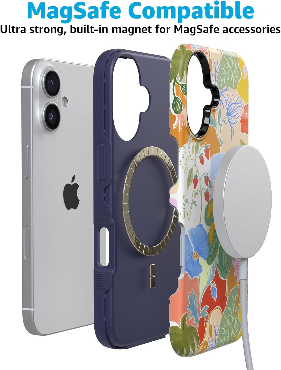 image:imageCasely iPhone 17 Case Starfish Wishes Coral Pink Shimmer Bold Protective Design MagSafe Compatible DesignBotanical Blooms Floral Patchwork