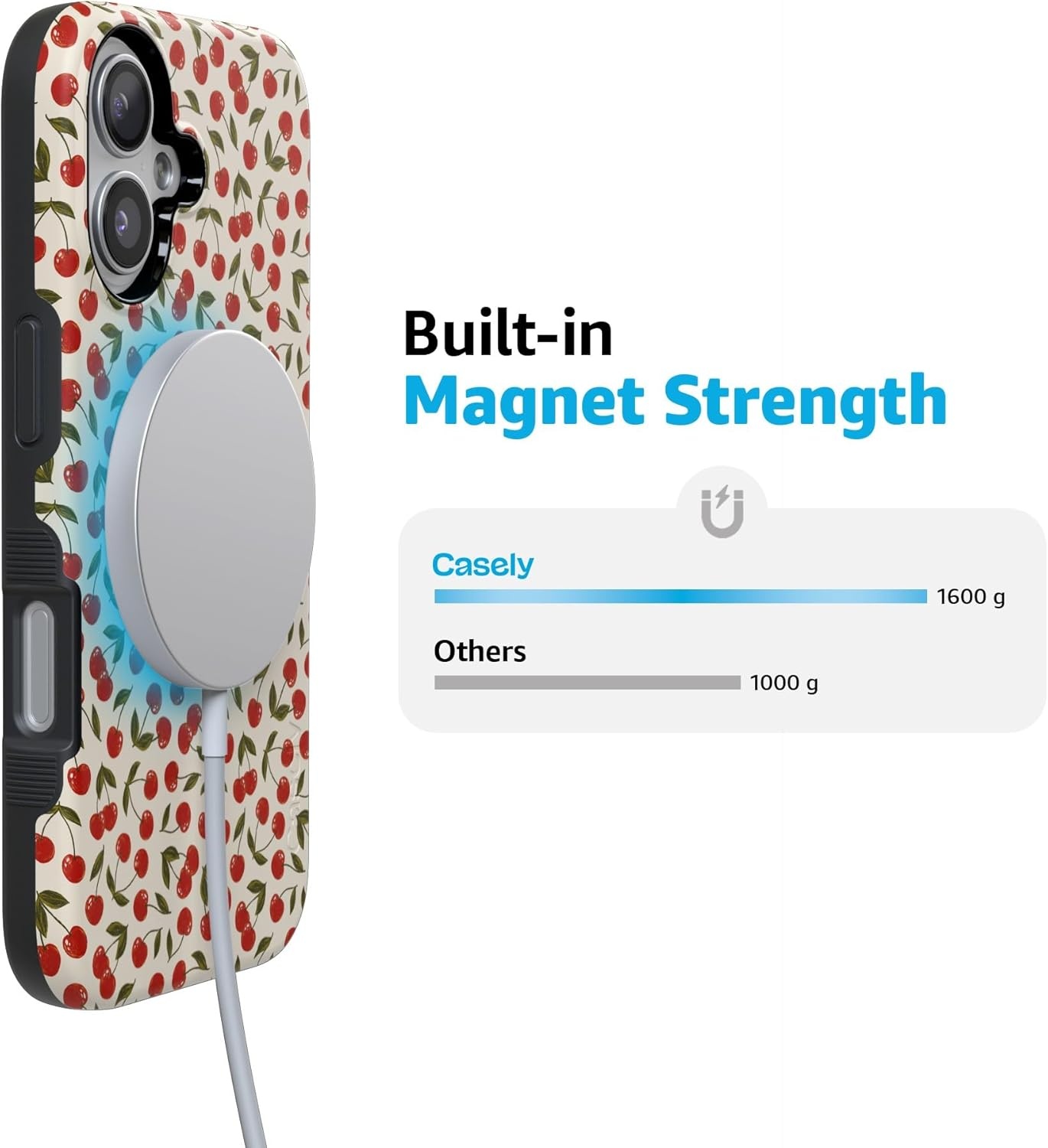 image:imageCasely iPhone 17 Case Starfish Wishes Coral Pink Shimmer Bold Protective Design MagSafe Compatible DesignCherry on Top Red Cherries