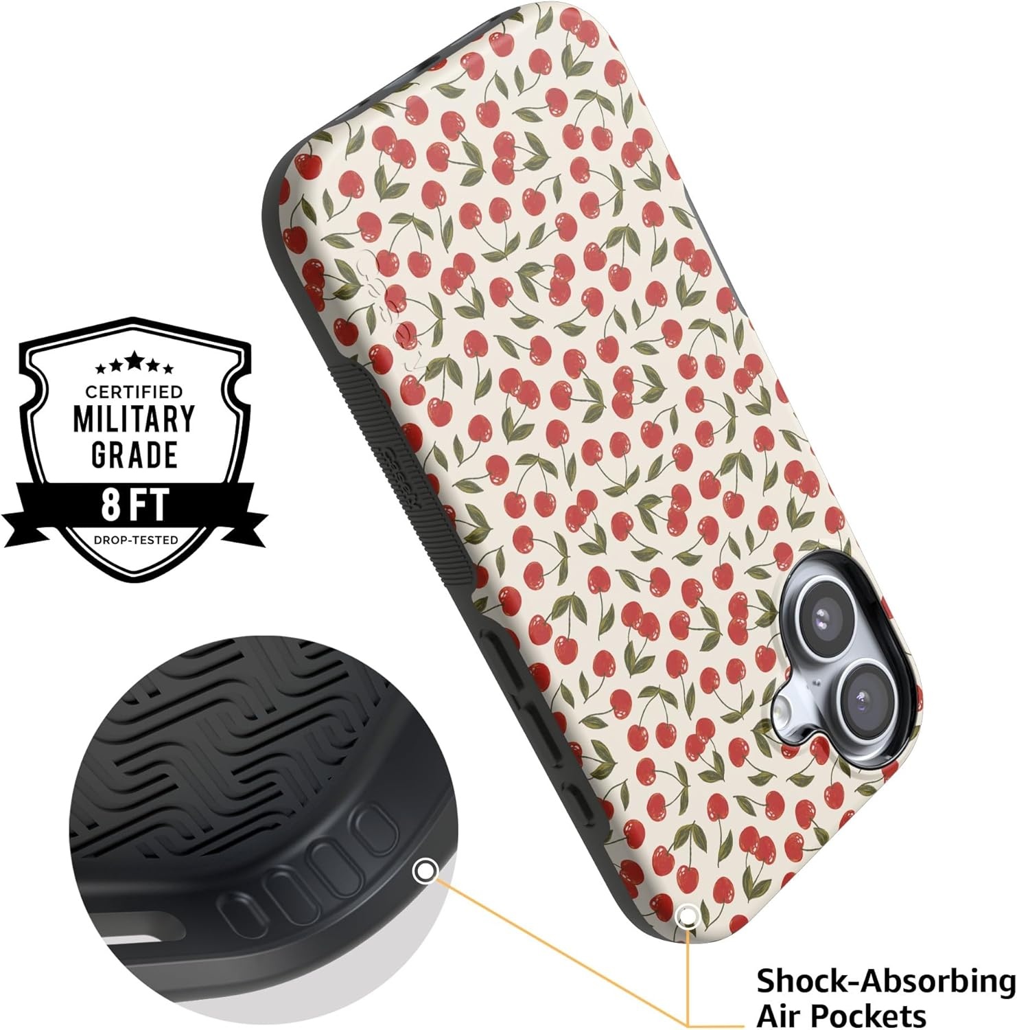 image:imageCasely iPhone 17 Case Starfish Wishes Coral Pink Shimmer Bold Protective Design MagSafe Compatible DesignCherry on Top Red Cherries