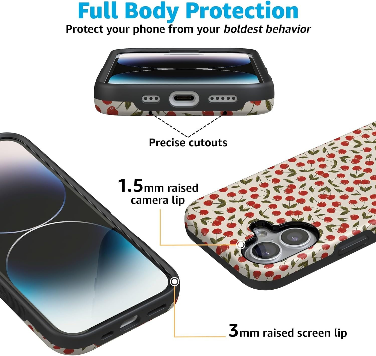 image:imageCasely iPhone 17 Case Starfish Wishes Coral Pink Shimmer Bold Protective Design MagSafe Compatible DesignCherry on Top Red Cherries