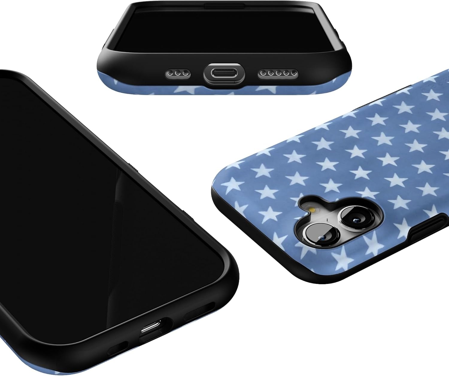 image:imageCasely iPhone 17 Case Starfish Wishes Coral Pink Shimmer Bold Protective Design MagSafe Compatible DesignCoastal Blues Denim Stars
