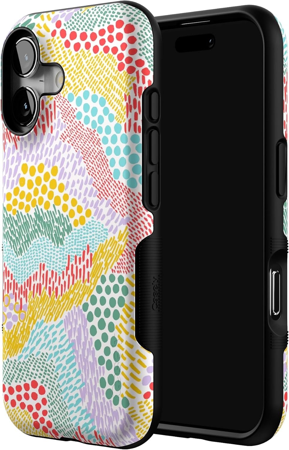 image:imageCasely iPhone 17 Case Starfish Wishes Coral Pink Shimmer Bold Protective Design MagSafe Compatible DesignColor Me Happy Doodle Colorblock