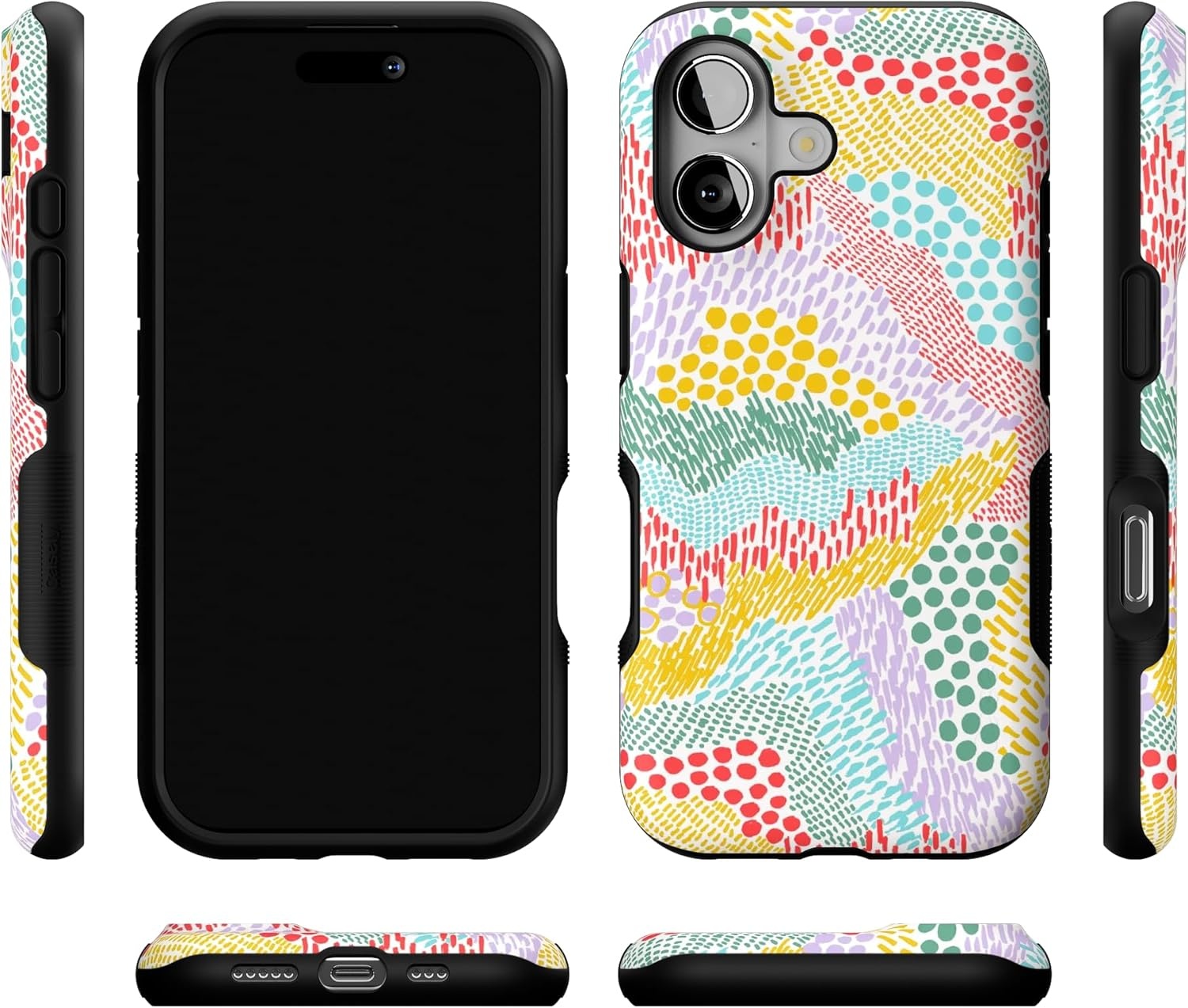 image:imageCasely iPhone 17 Case Starfish Wishes Coral Pink Shimmer Bold Protective Design MagSafe Compatible DesignColor Me Happy Doodle Colorblock