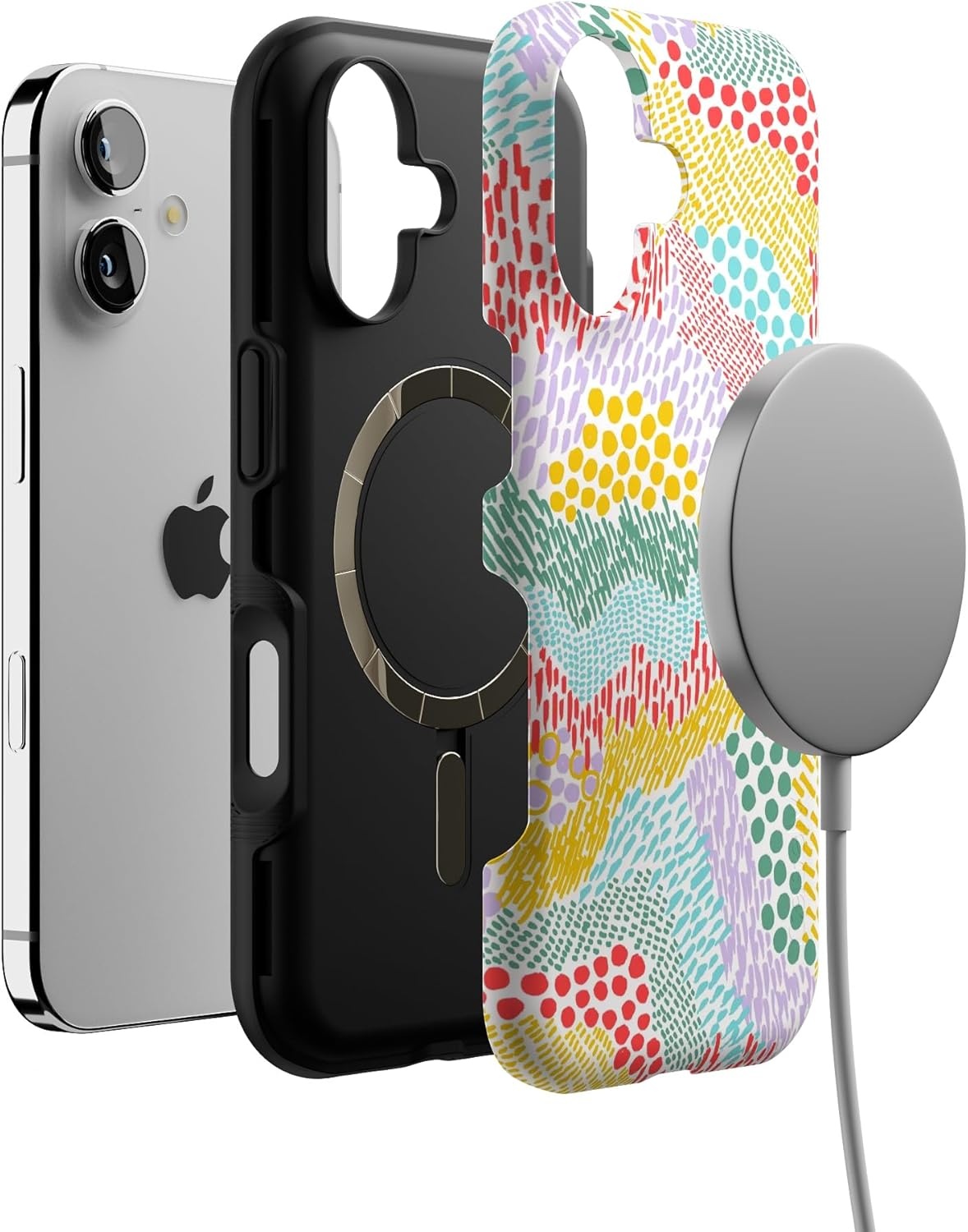 image:imageCasely iPhone 17 Case Starfish Wishes Coral Pink Shimmer Bold Protective Design MagSafe Compatible DesignColor Me Happy Doodle Colorblock