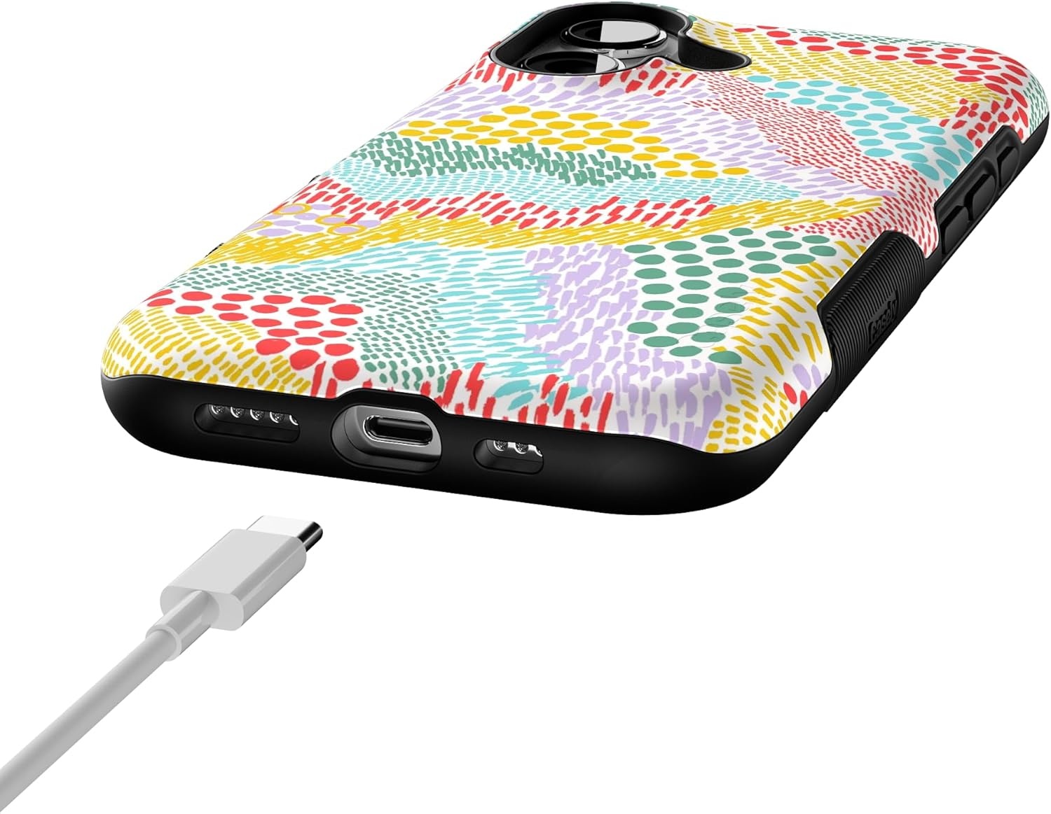 image:imageCasely iPhone 17 Case Starfish Wishes Coral Pink Shimmer Bold Protective Design MagSafe Compatible DesignColor Me Happy Doodle Colorblock