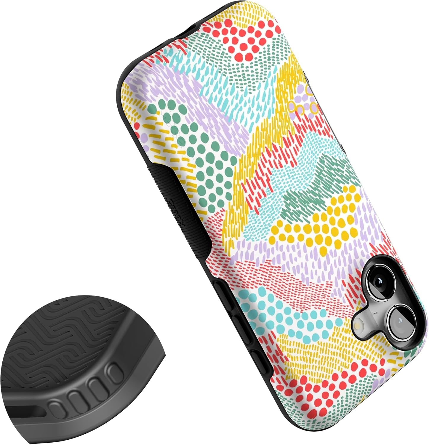 image:imageCasely iPhone 17 Case Starfish Wishes Coral Pink Shimmer Bold Protective Design MagSafe Compatible DesignColor Me Happy Doodle Colorblock