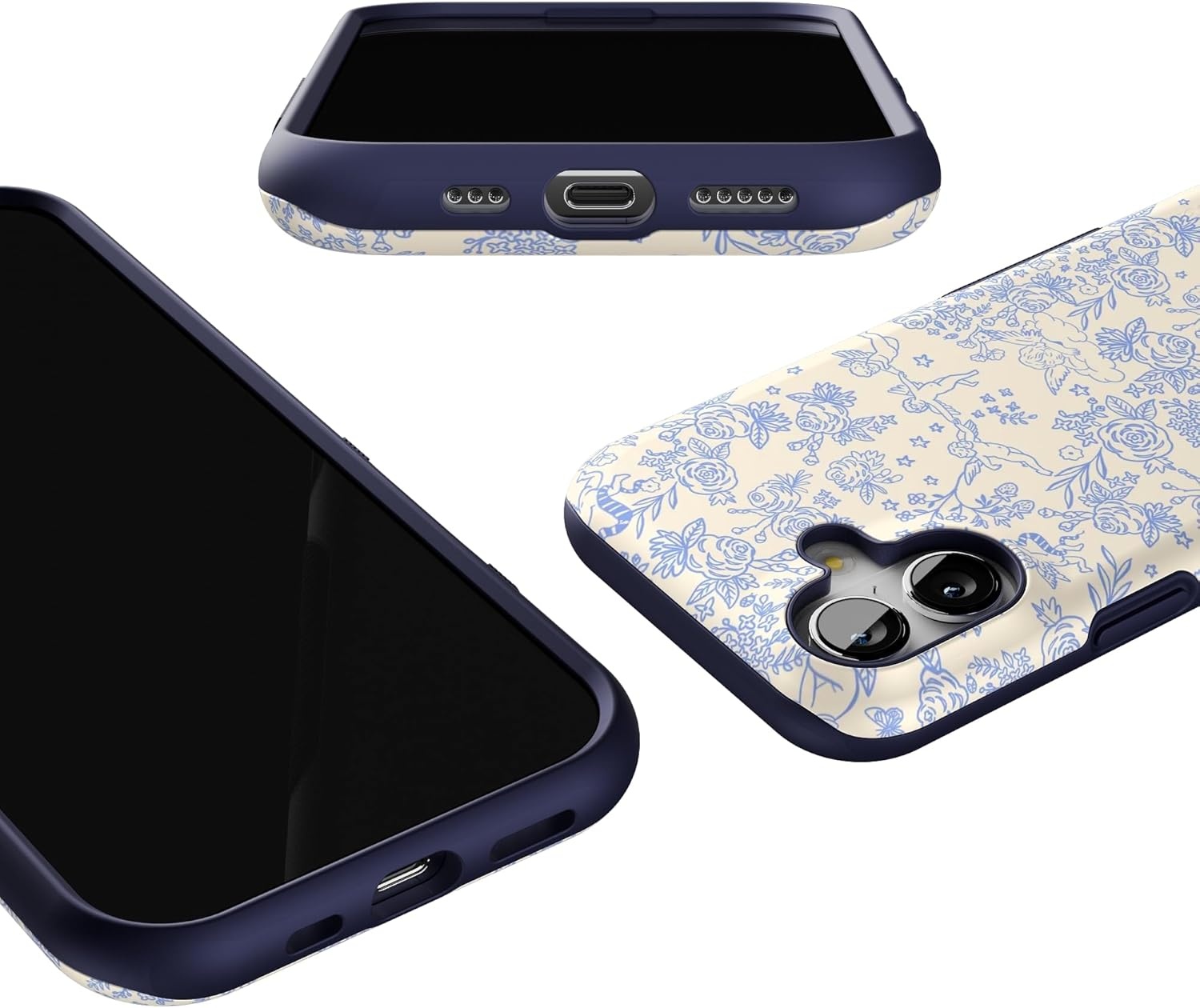 image:imageCasely iPhone 17 Case Starfish Wishes Coral Pink Shimmer Bold Protective Design MagSafe Compatible DesignCupids Canvas Periwinkle Floral