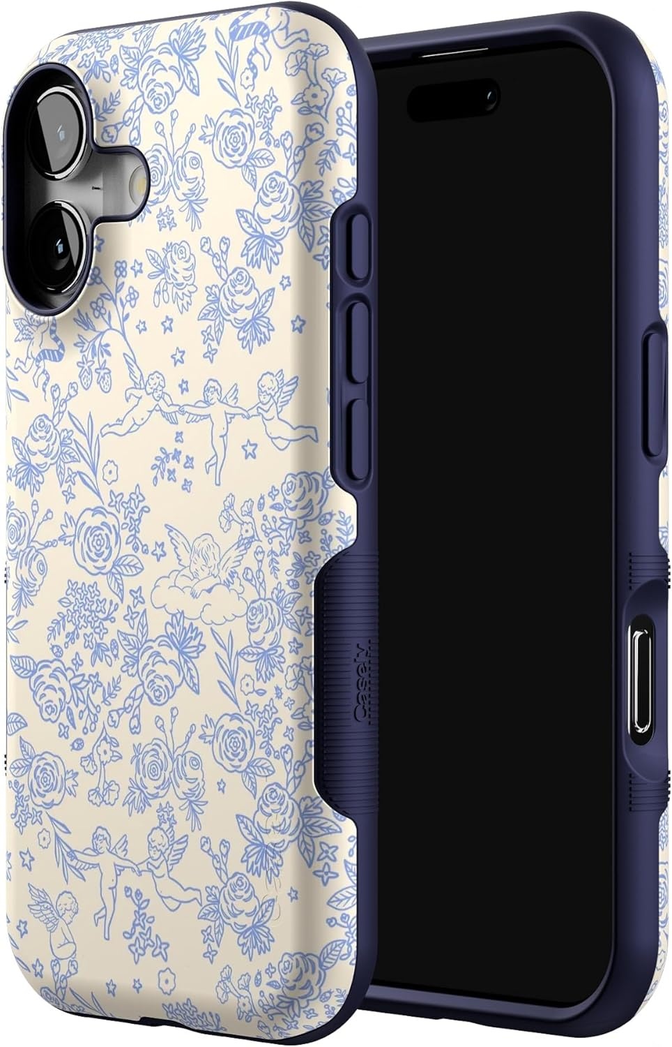 image:imageCasely iPhone 17 Case Starfish Wishes Coral Pink Shimmer Bold Protective Design MagSafe Compatible DesignCupids Canvas Periwinkle Floral