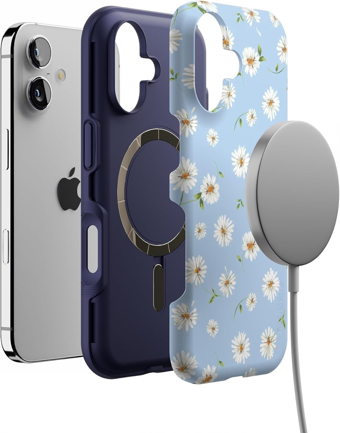 image:imageCasely iPhone 17 Case Starfish Wishes Coral Pink Shimmer Bold Protective Design MagSafe Compatible DesignDaisy Daydream Baby Blue Floral
