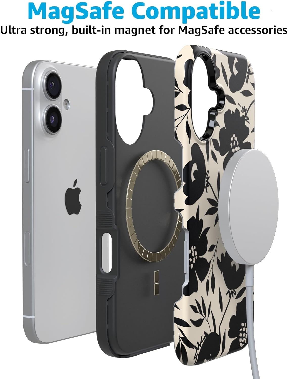 image:imageCasely iPhone 17 Case Starfish Wishes Coral Pink Shimmer Bold Protective Design MagSafe Compatible DesignDark Fantasy Contrast Floral