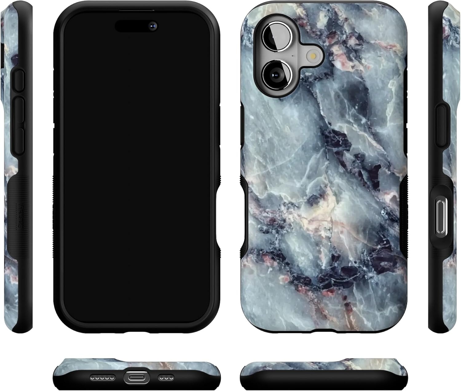 image:imageCasely iPhone 17 Case Starfish Wishes Coral Pink Shimmer Bold Protective Design MagSafe Compatible DesignDeep Sea Blue Marble