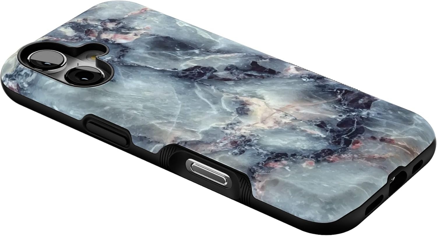 image:imageCasely iPhone 17 Case Starfish Wishes Coral Pink Shimmer Bold Protective Design MagSafe Compatible DesignDeep Sea Blue Marble