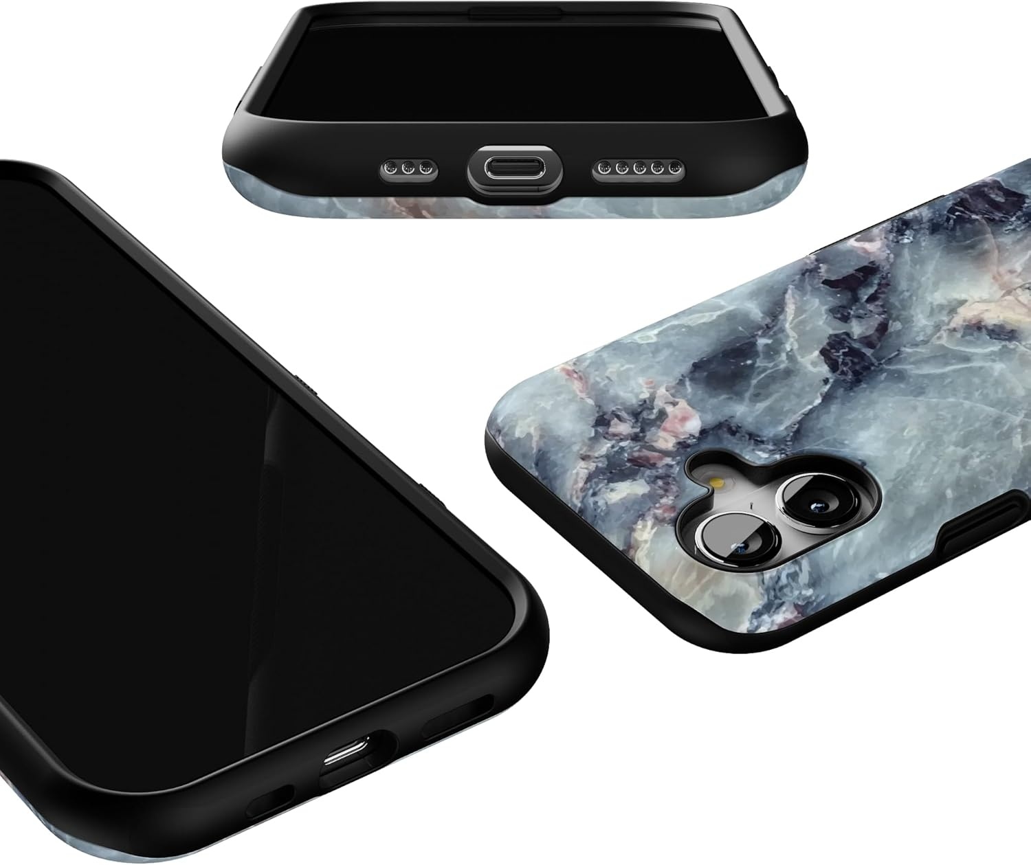 image:imageCasely iPhone 17 Case Starfish Wishes Coral Pink Shimmer Bold Protective Design MagSafe Compatible DesignDeep Sea Blue Marble