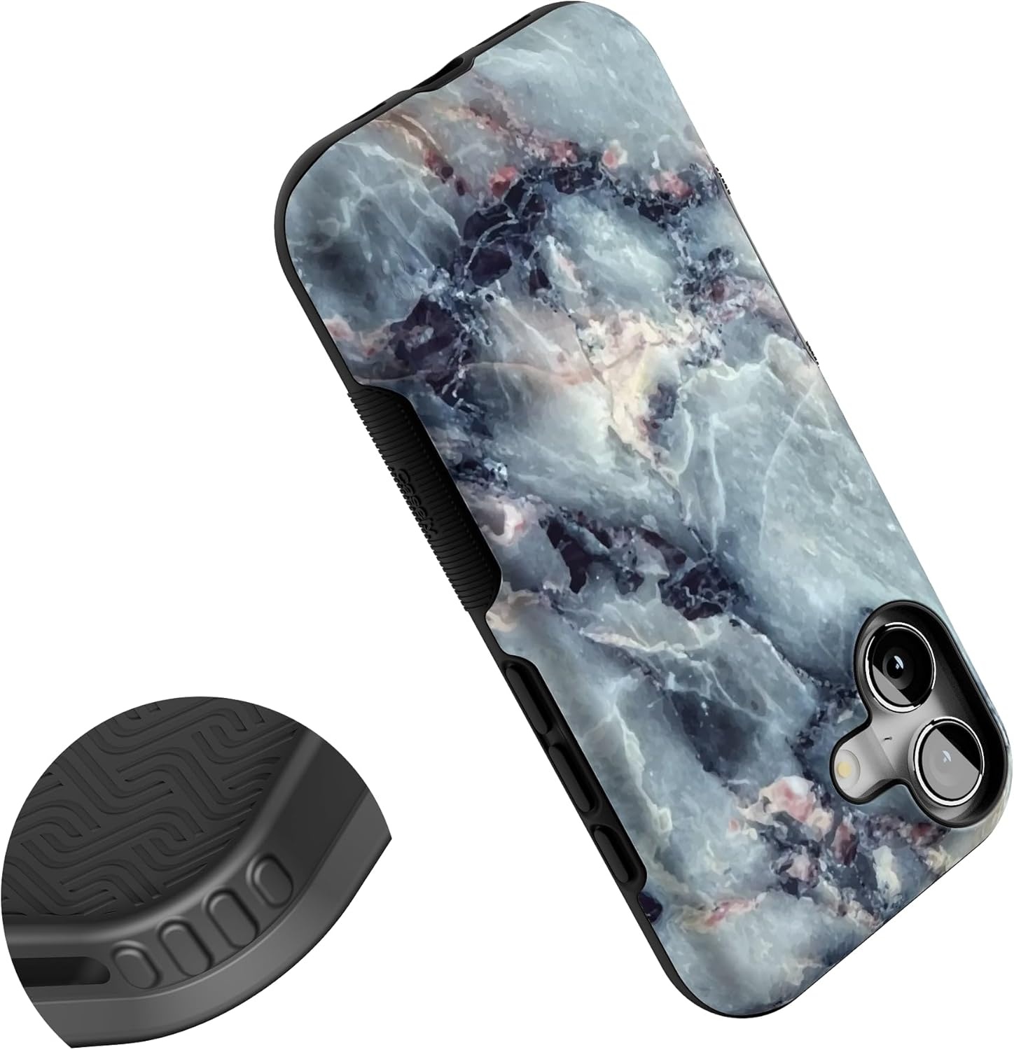 image:imageCasely iPhone 17 Case Starfish Wishes Coral Pink Shimmer Bold Protective Design MagSafe Compatible DesignDeep Sea Blue Marble