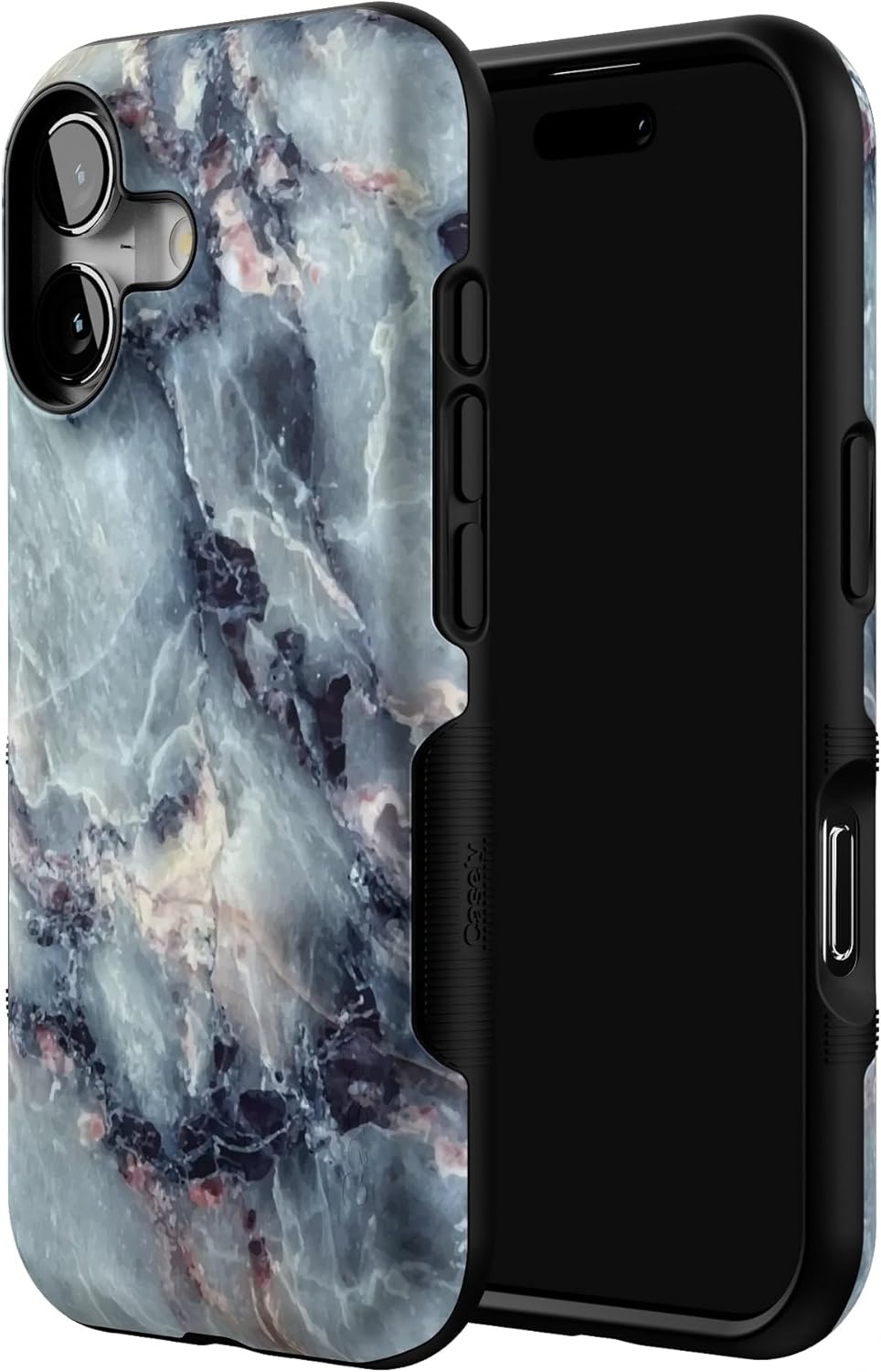 image:imageCasely iPhone 17 Case Starfish Wishes Coral Pink Shimmer Bold Protective Design MagSafe Compatible DesignDeep Sea Blue Marble