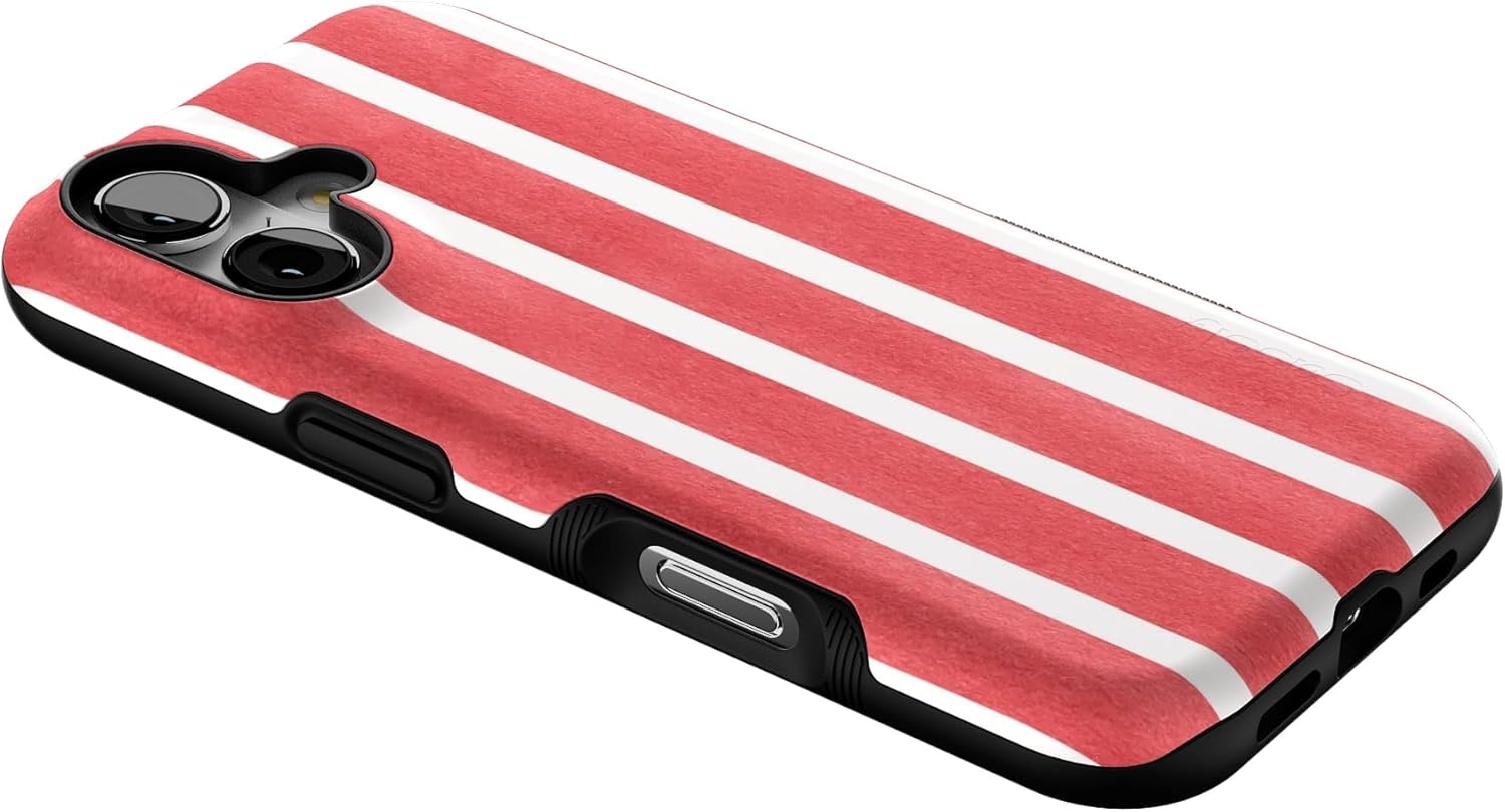 image:imageCasely iPhone 17 Case Starfish Wishes Coral Pink Shimmer Bold Protective Design MagSafe Compatible DesignEast Coast Summer Red Stripes