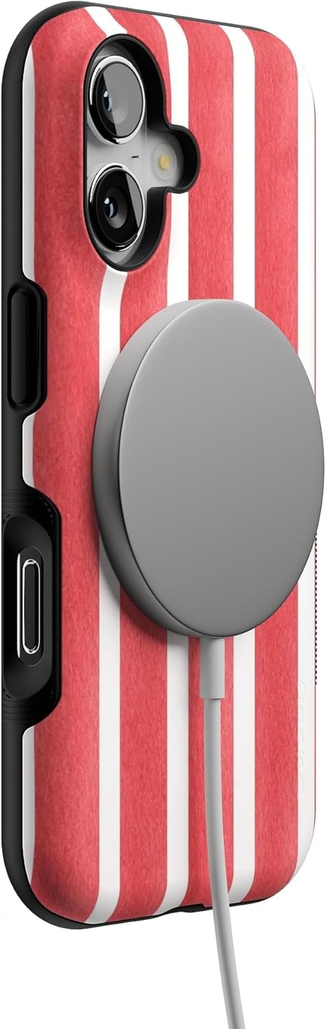 image:imageCasely iPhone 17 Case Starfish Wishes Coral Pink Shimmer Bold Protective Design MagSafe Compatible DesignEast Coast Summer Red Stripes