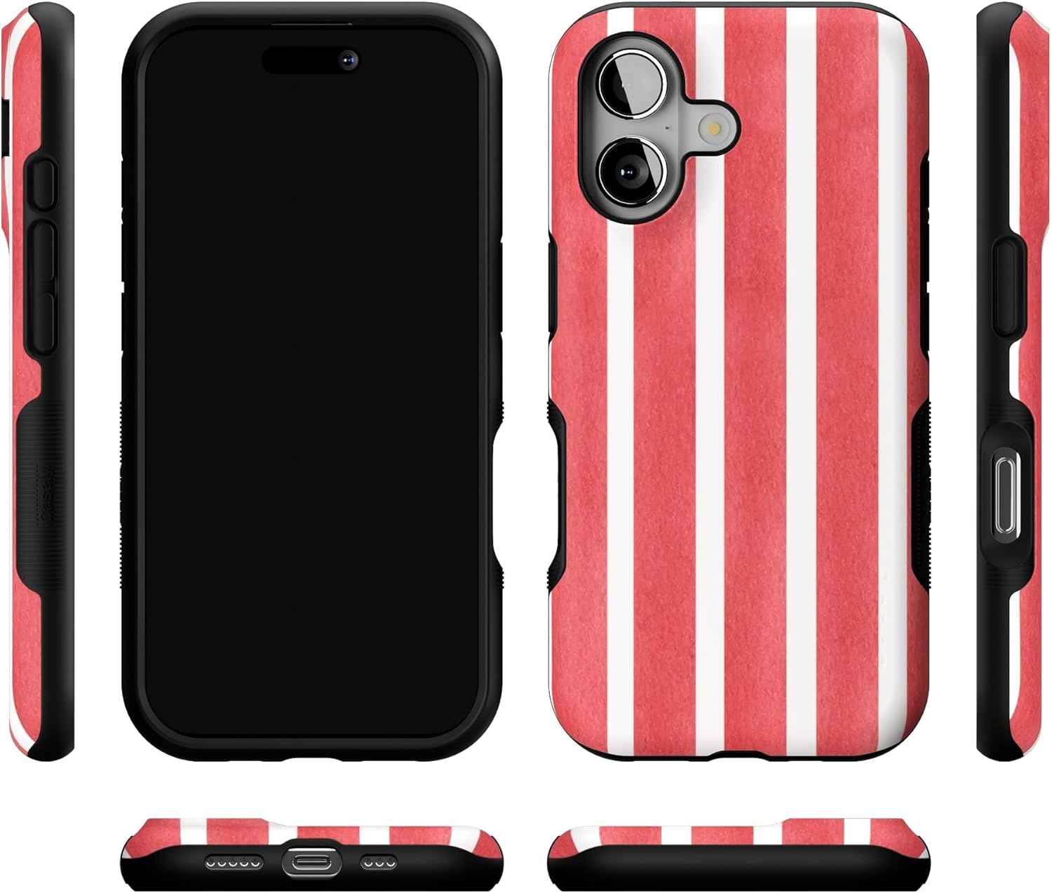 image:imageCasely iPhone 17 Case Starfish Wishes Coral Pink Shimmer Bold Protective Design MagSafe Compatible DesignEast Coast Summer Red Stripes