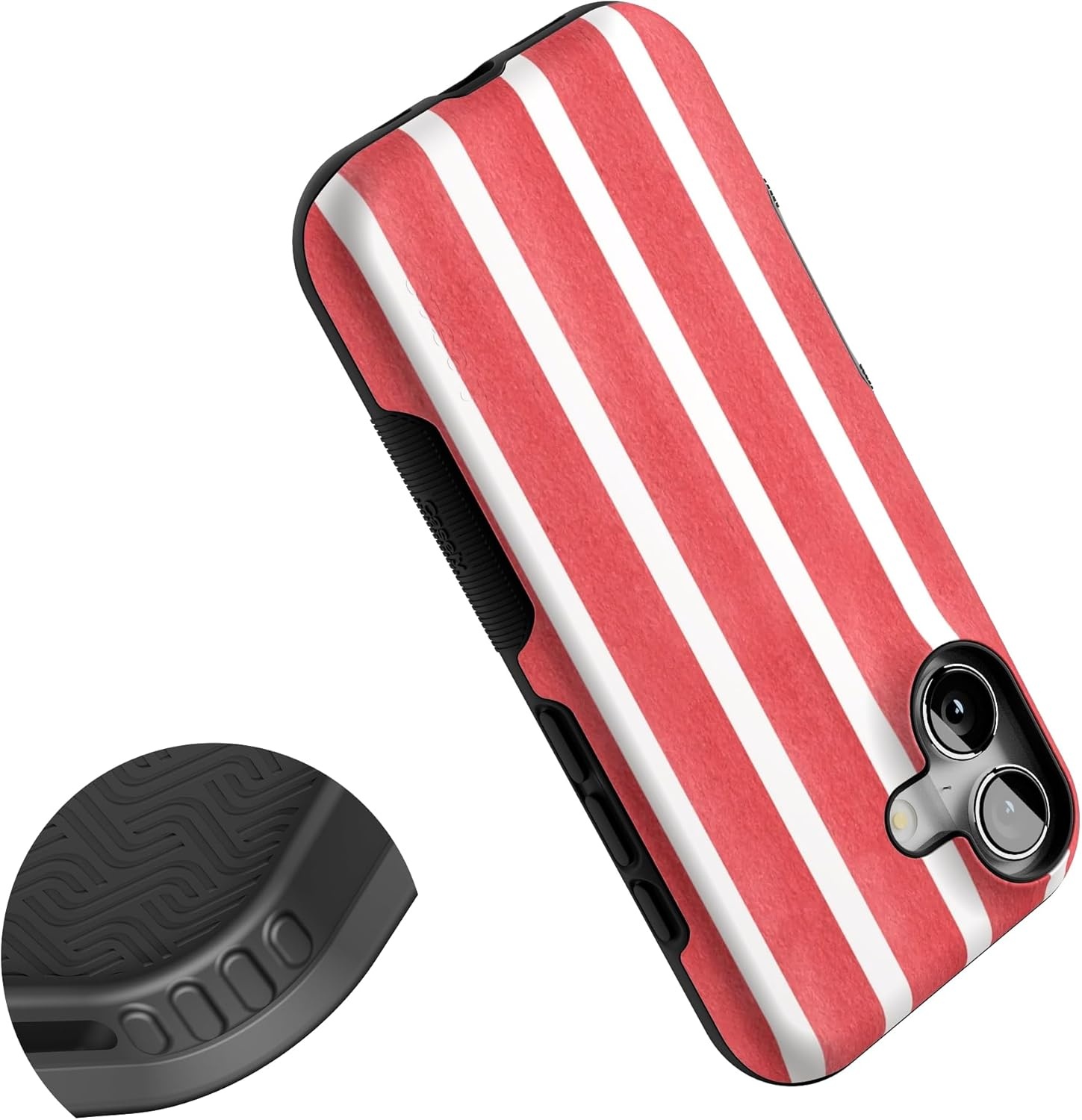 image:imageCasely iPhone 17 Case Starfish Wishes Coral Pink Shimmer Bold Protective Design MagSafe Compatible DesignEast Coast Summer Red Stripes