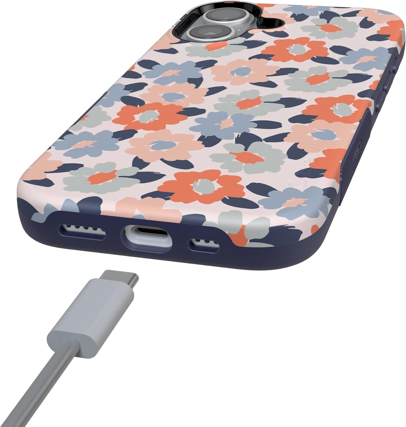 image:imageCasely iPhone 17 Case Starfish Wishes Coral Pink Shimmer Bold Protective Design MagSafe Compatible DesignField of Flowers Pastel Floral