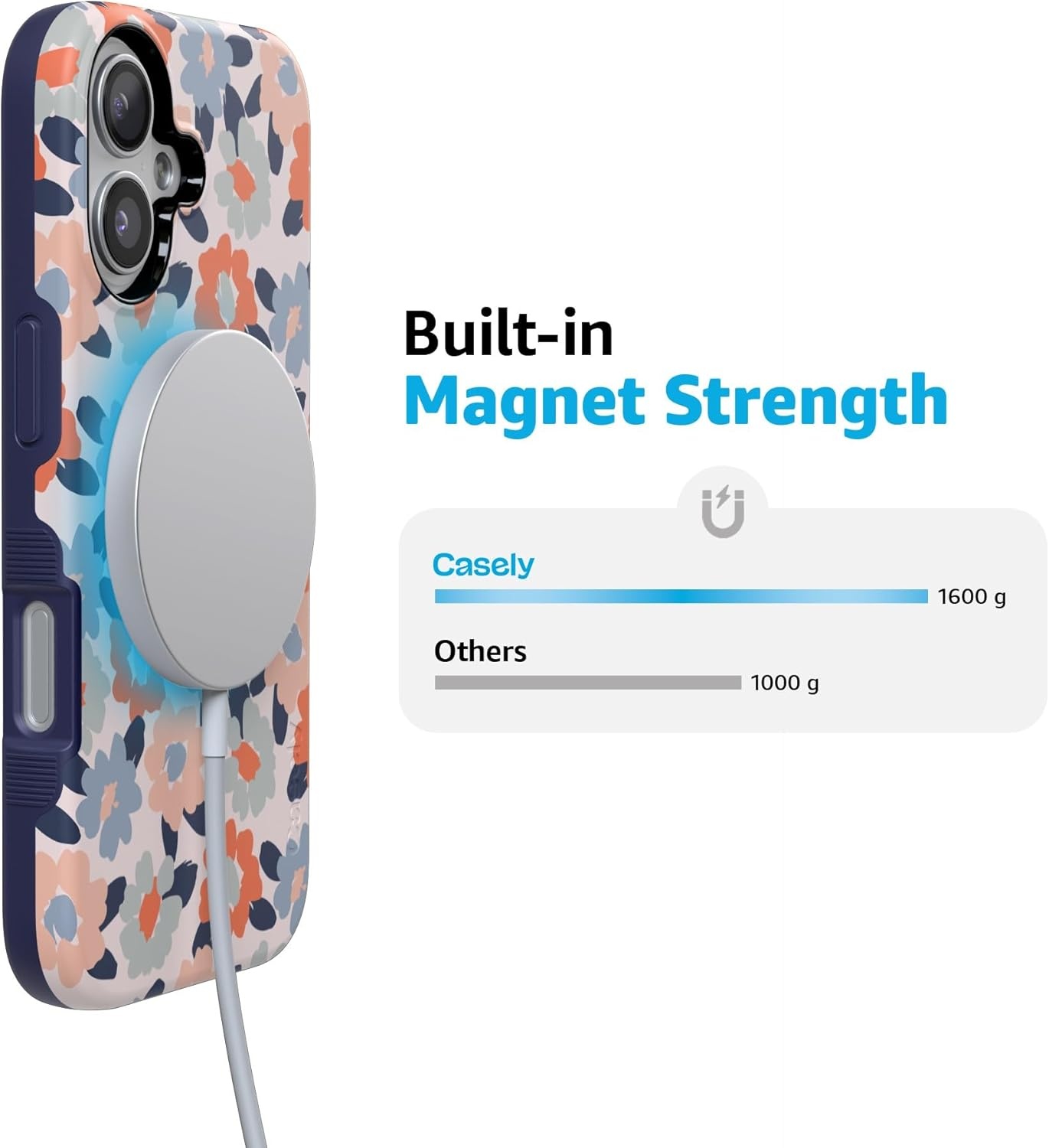 image:imageCasely iPhone 17 Case Starfish Wishes Coral Pink Shimmer Bold Protective Design MagSafe Compatible DesignField of Flowers Pastel Floral