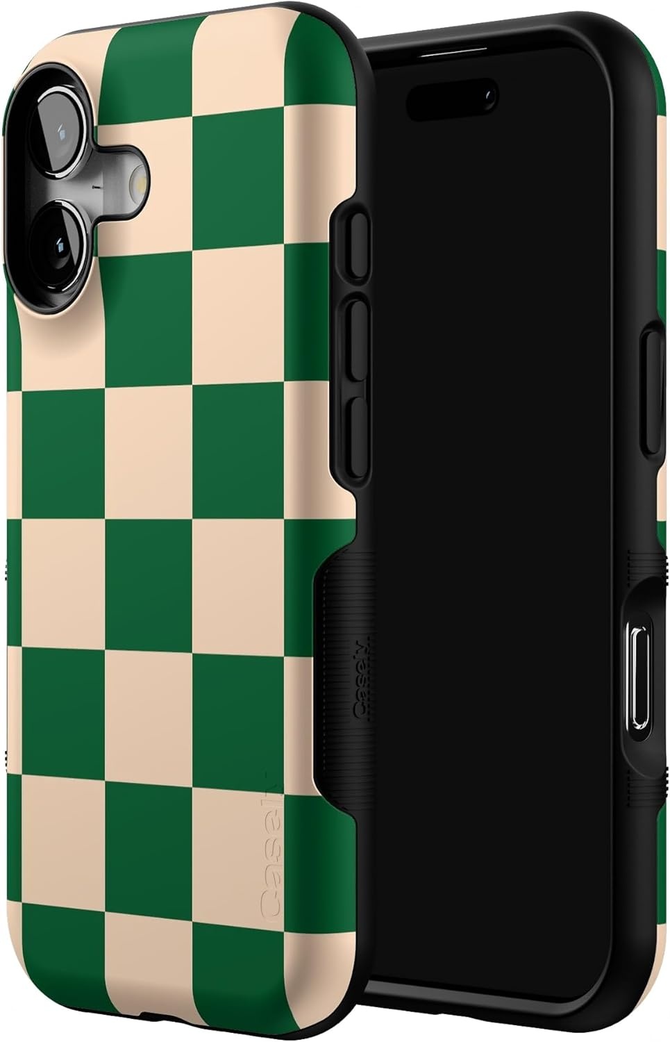 image:imageCasely iPhone 17 Case Starfish Wishes Coral Pink Shimmer Bold Protective Design MagSafe Compatible DesignFit Check Green Checkerboard