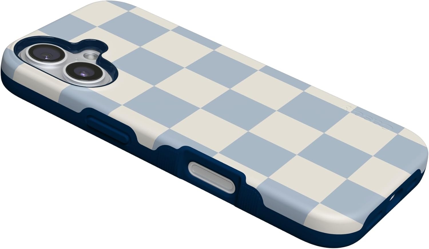 image:imageCasely iPhone 17 Case Starfish Wishes Coral Pink Shimmer Bold Protective Design MagSafe Compatible DesignFit Check Light Blue Checkerboard