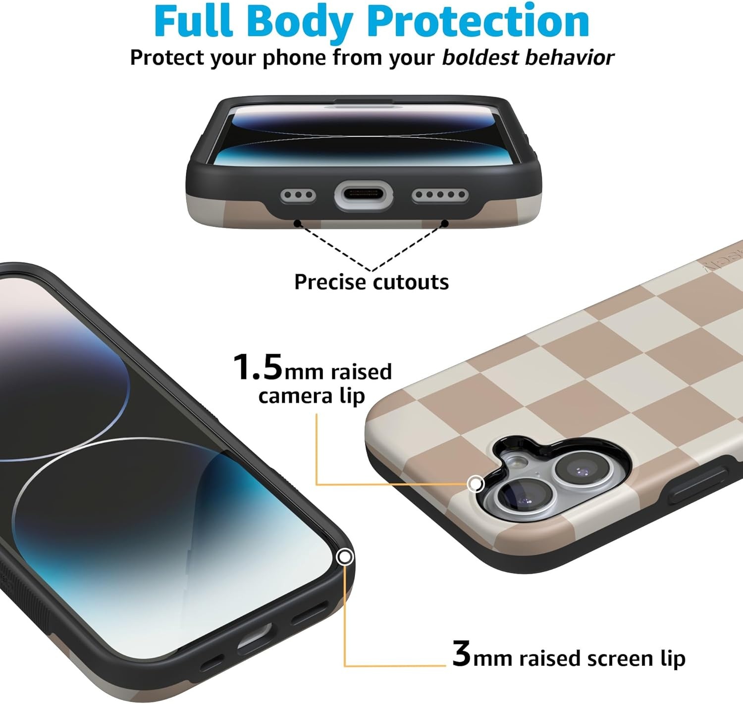 image:imageCasely iPhone 17 Case Starfish Wishes Coral Pink Shimmer Bold Protective Design MagSafe Compatible DesignFit Check Neutral Checkerboard