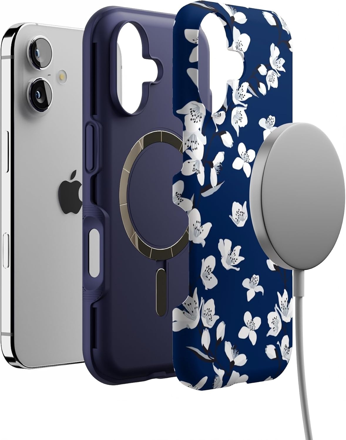 image:imageCasely iPhone 17 Case Starfish Wishes Coral Pink Shimmer Bold Protective Design MagSafe Compatible DesignFloral Forest Navy Cherry Blossom Floral