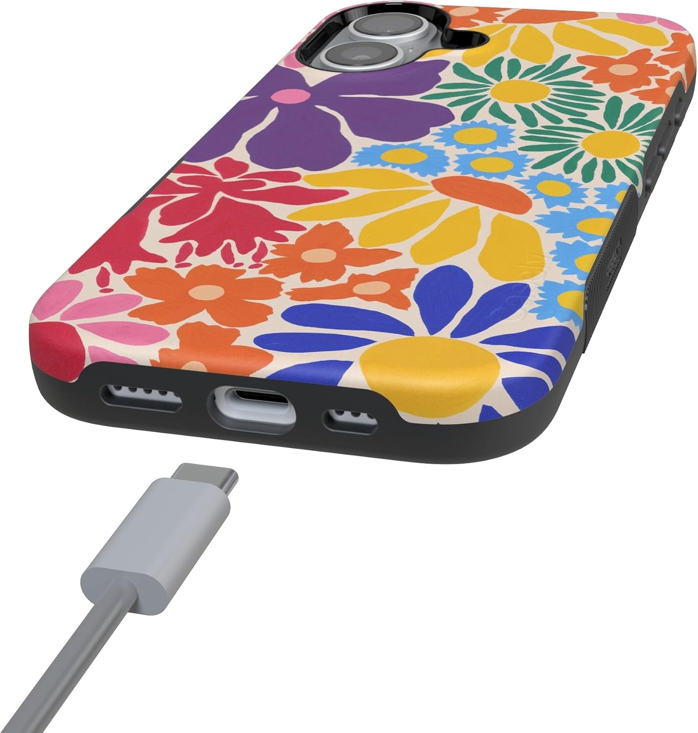 image:imageCasely iPhone 17 Case Starfish Wishes Coral Pink Shimmer Bold Protective Design MagSafe Compatible DesignFlower Patch MultiColor Floral