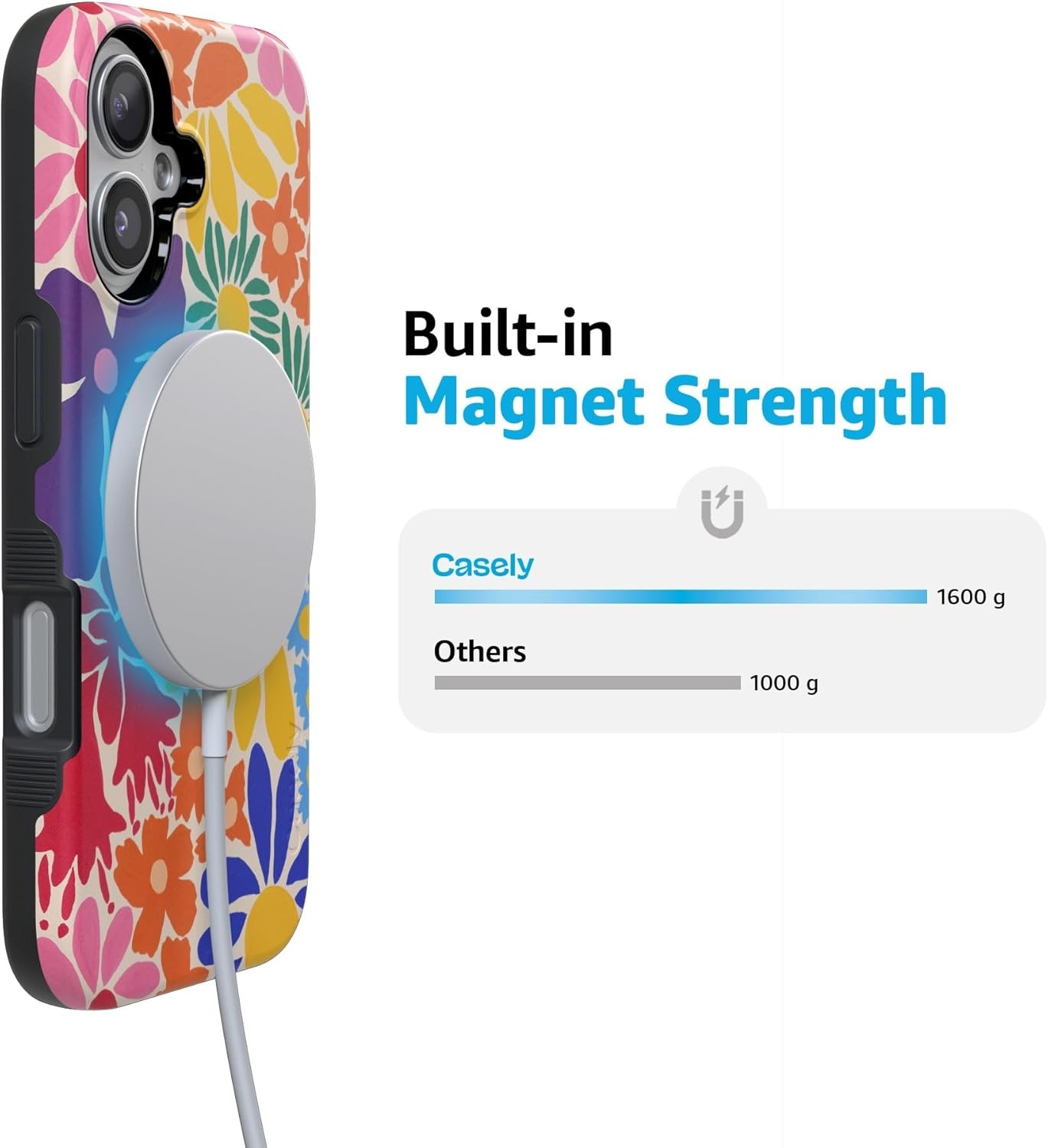 image:imageCasely iPhone 17 Case Starfish Wishes Coral Pink Shimmer Bold Protective Design MagSafe Compatible DesignFlower Patch MultiColor Floral