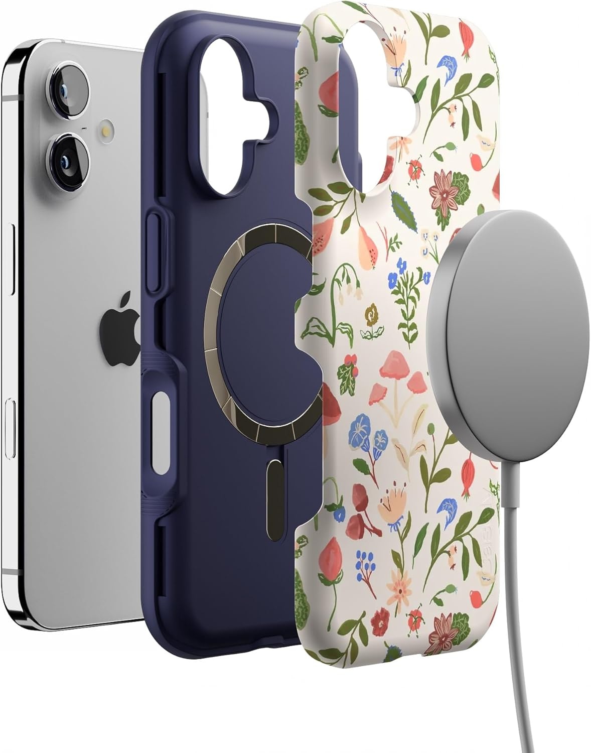 image:imageCasely iPhone 17 Case Starfish Wishes Coral Pink Shimmer Bold Protective Design MagSafe Compatible DesignGarden Party Mushroom Floral