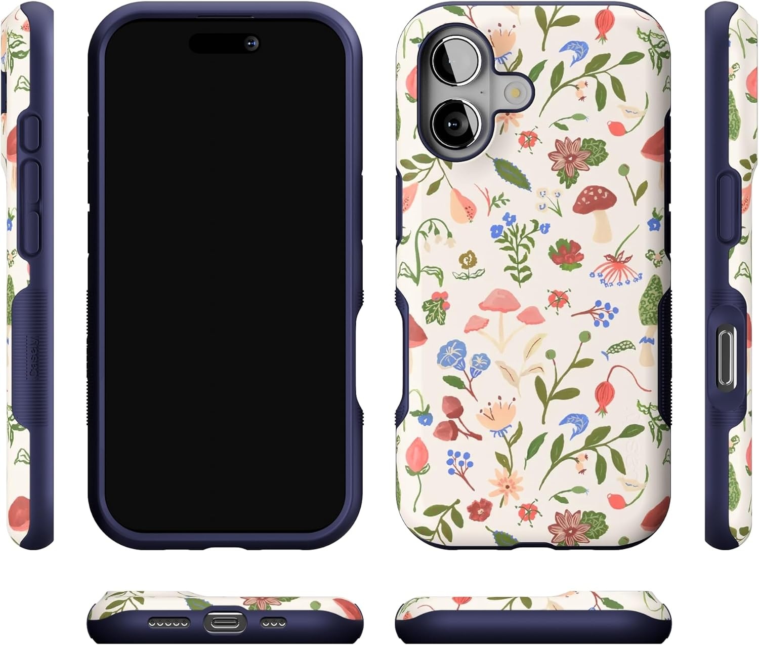 image:imageCasely iPhone 17 Case Starfish Wishes Coral Pink Shimmer Bold Protective Design MagSafe Compatible DesignGarden Party Mushroom Floral